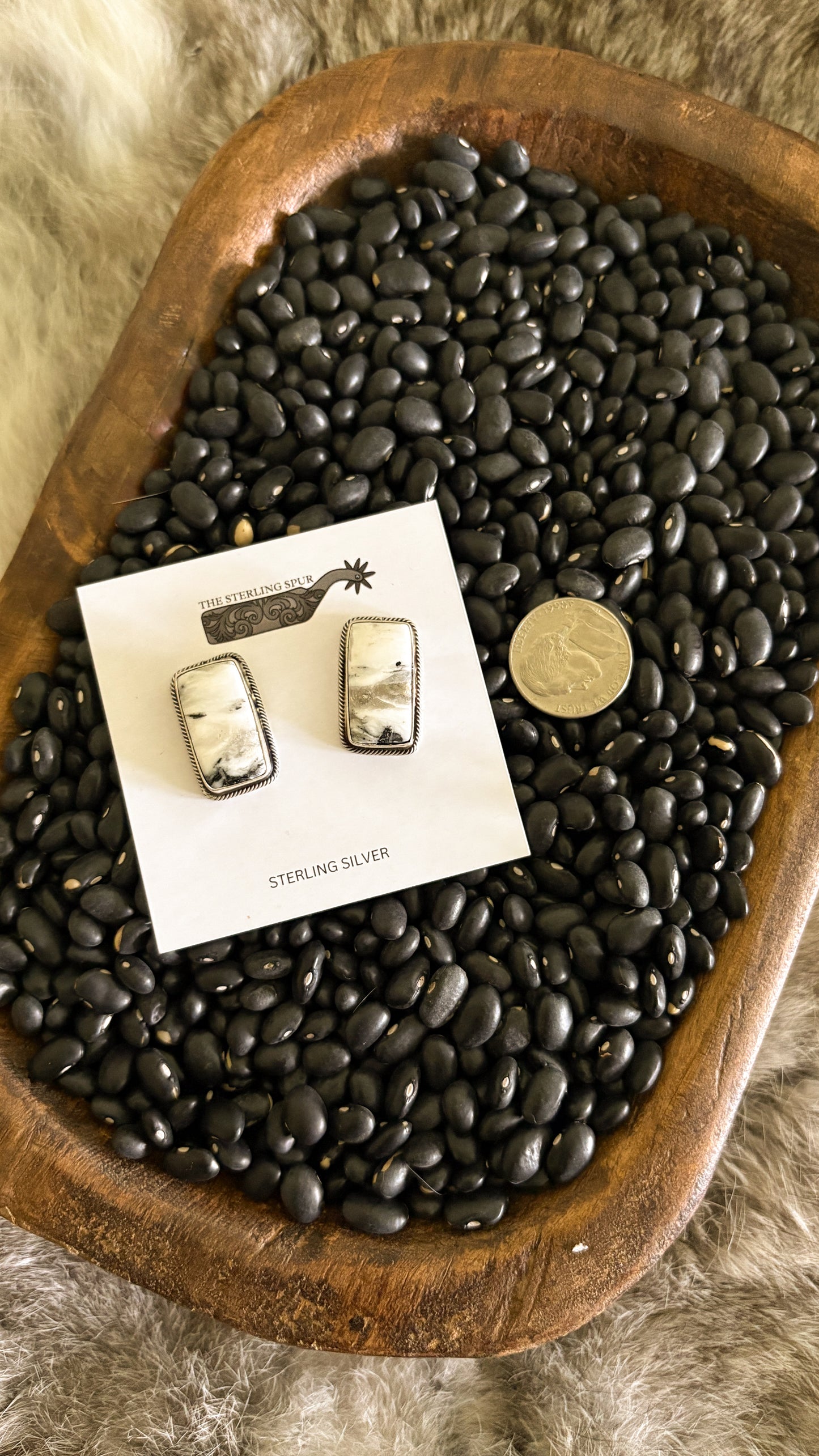 WHITE BUFFALO RECTANGLE EARRINGS