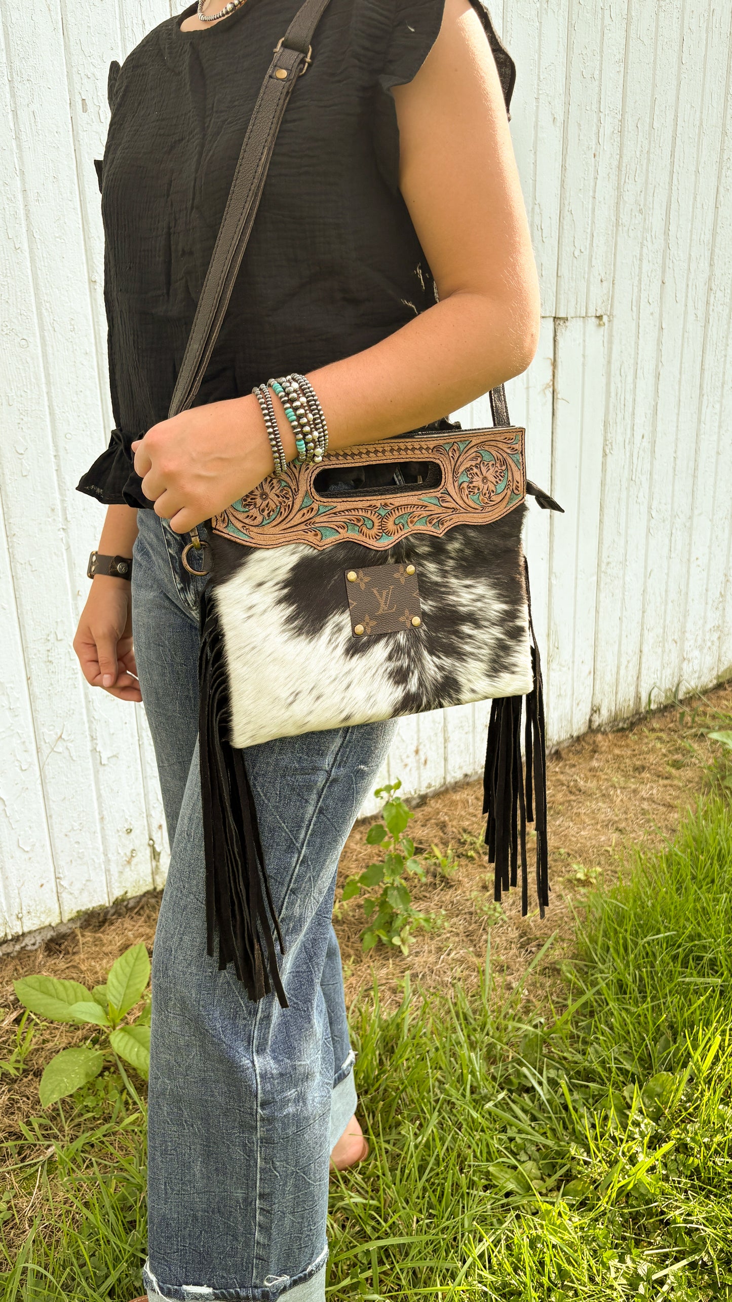 UPCYCLED LV LEATHER CROSSBODY BAG - STYLE 4