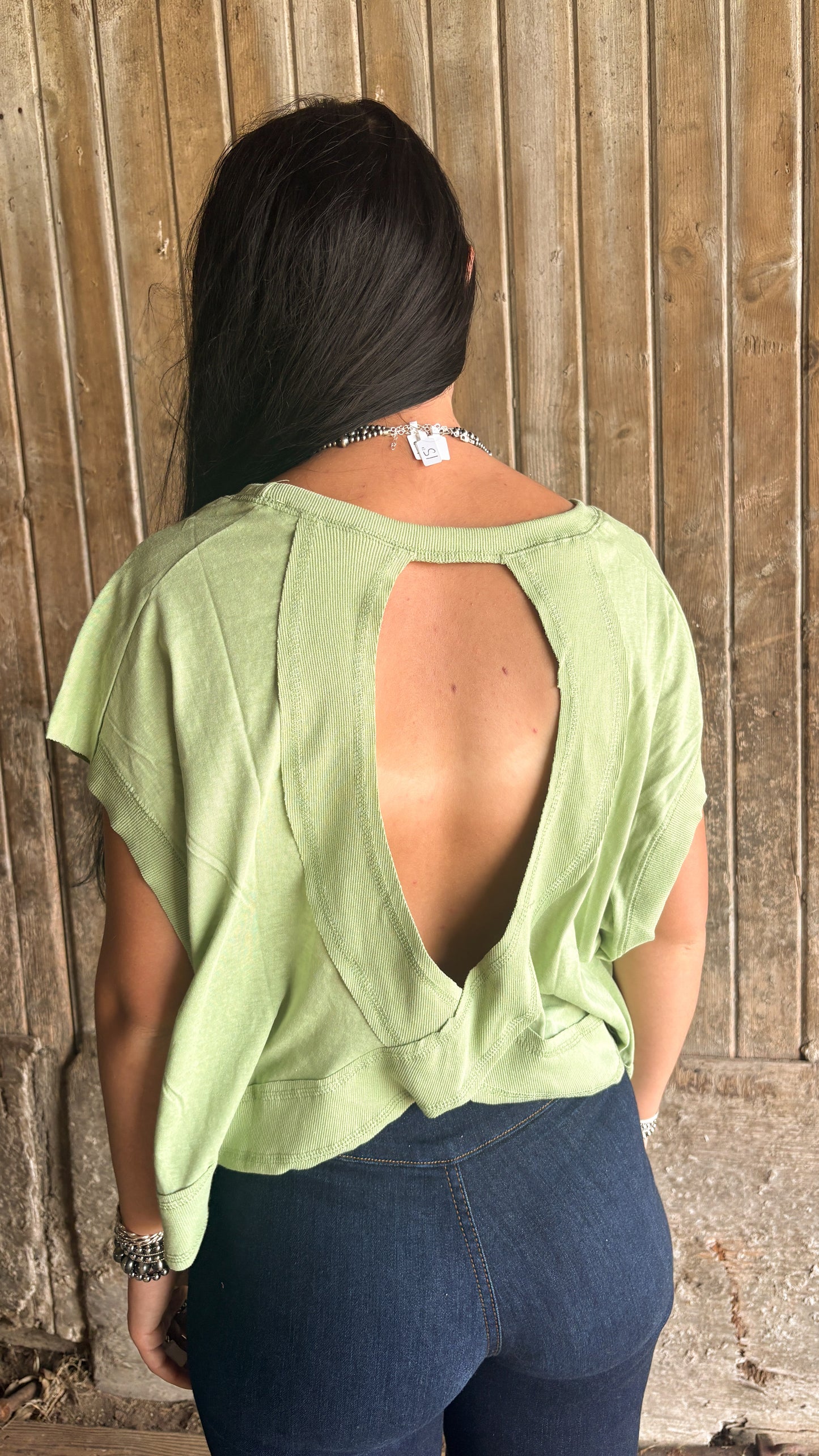 OPEN BACK OVERSIZED TEE - GREEN