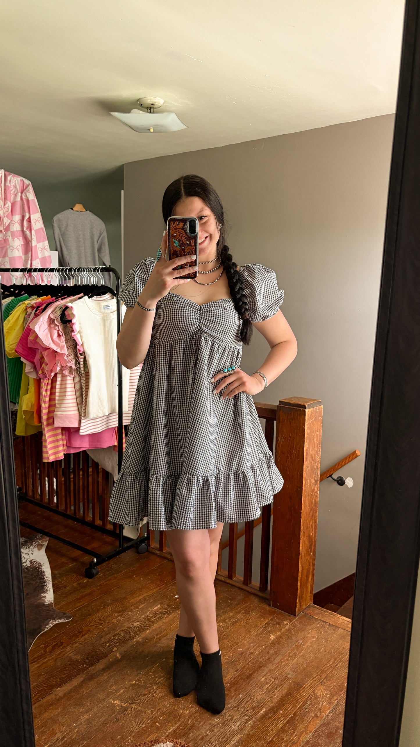 GINGHAM MINI DRESS