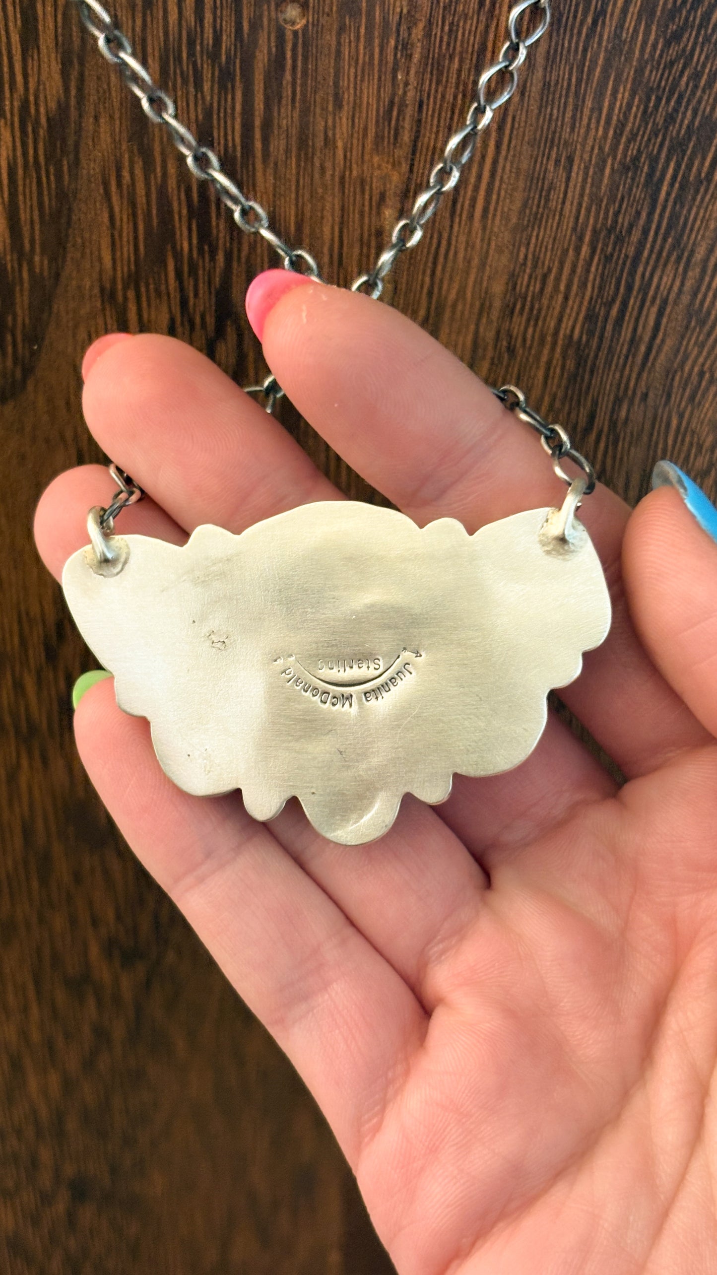 XL TURQUOISE HALF CLUSTER NECKLACE W SCALLOPED BEZELS