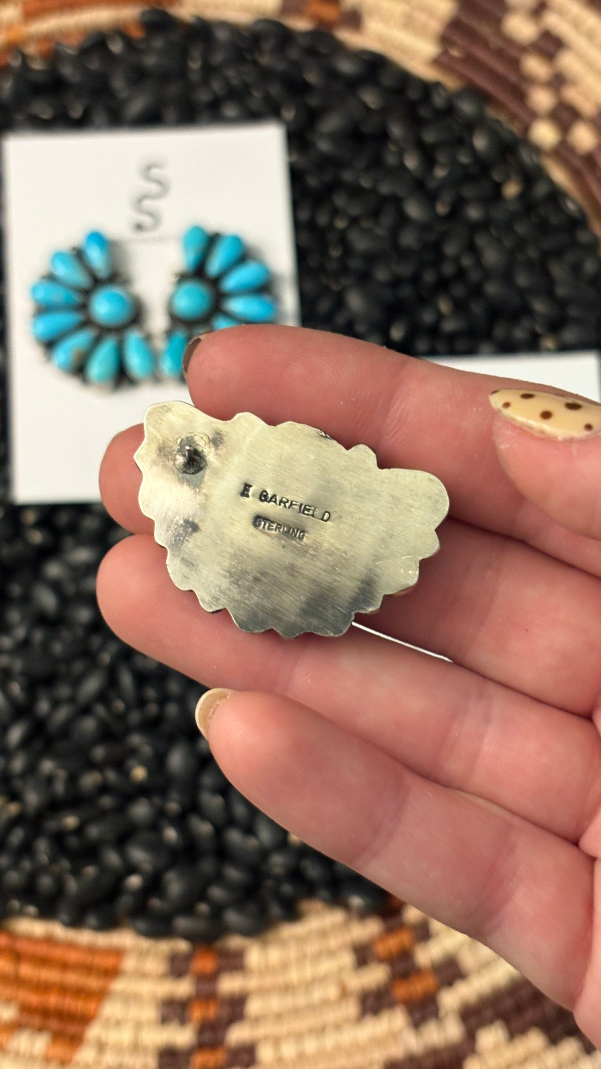 TURQUOISE HALF CLUSTER EARRINGS BY EFFIE GARFIELD