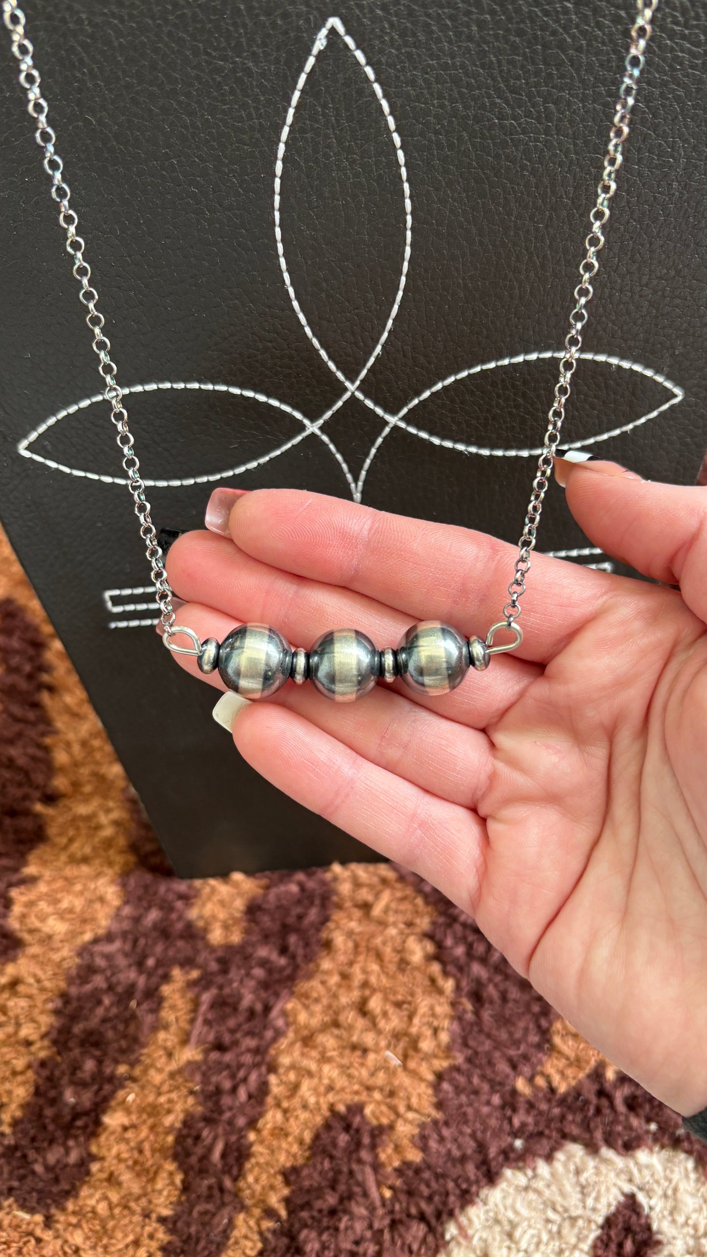 CHUNKY STERLING SILVER PEARL CHAIN NECKLACE