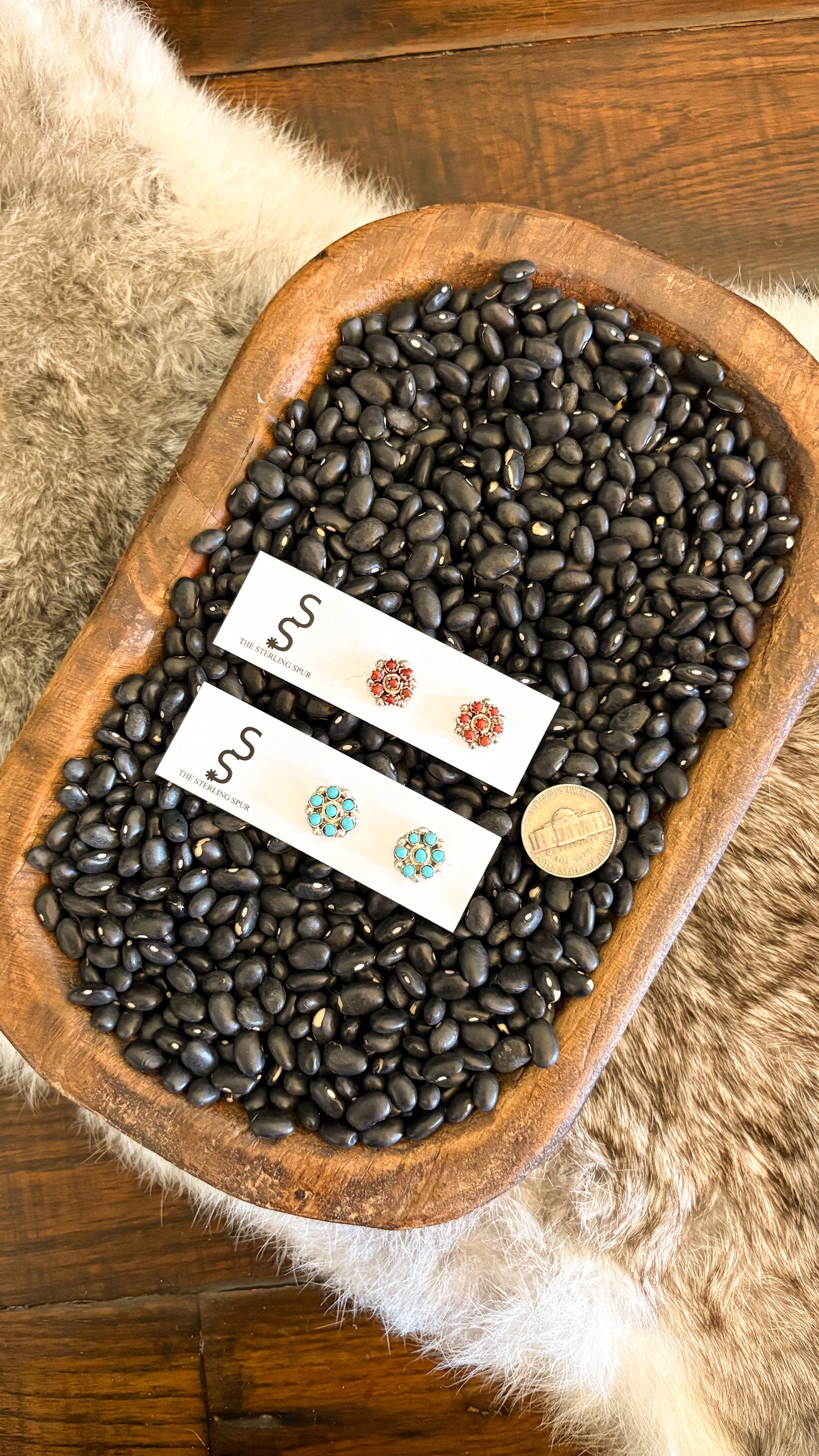 MINI ROUND STONE ZUNI CLUSTER EARRINGS