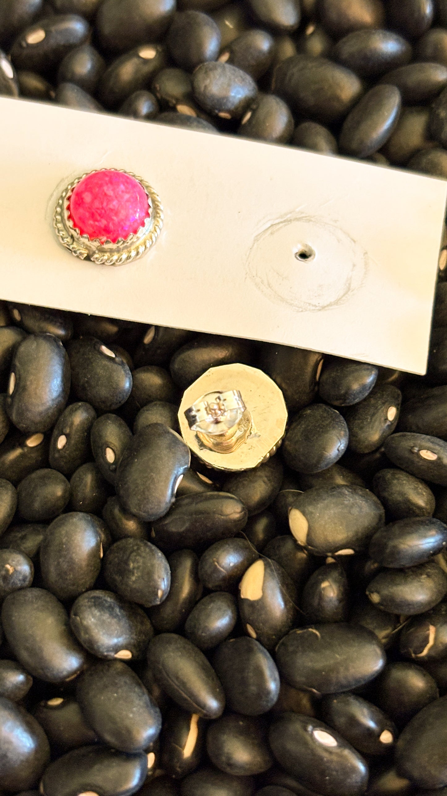 HOT PINK OPAL STUD EARRINGS BY ESTHER WHITE