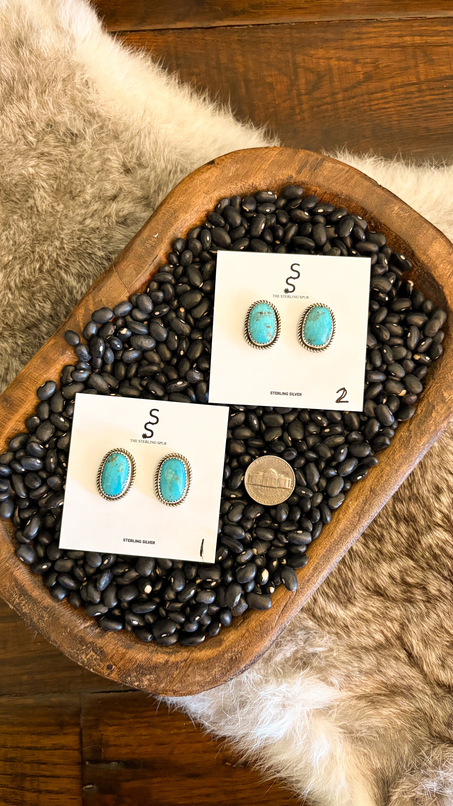 KINGMAN TURQUOISE POST EARRINGS BY DONOVAN NEZ