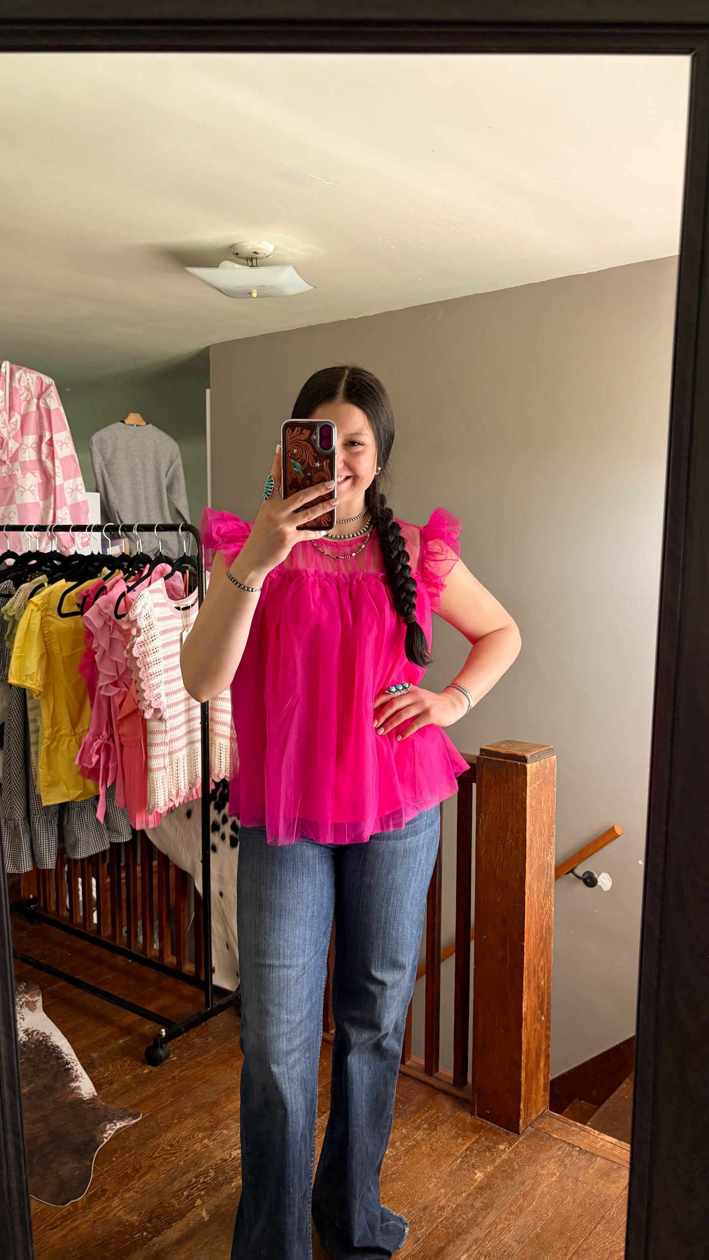 HOT PINK MESH TOP