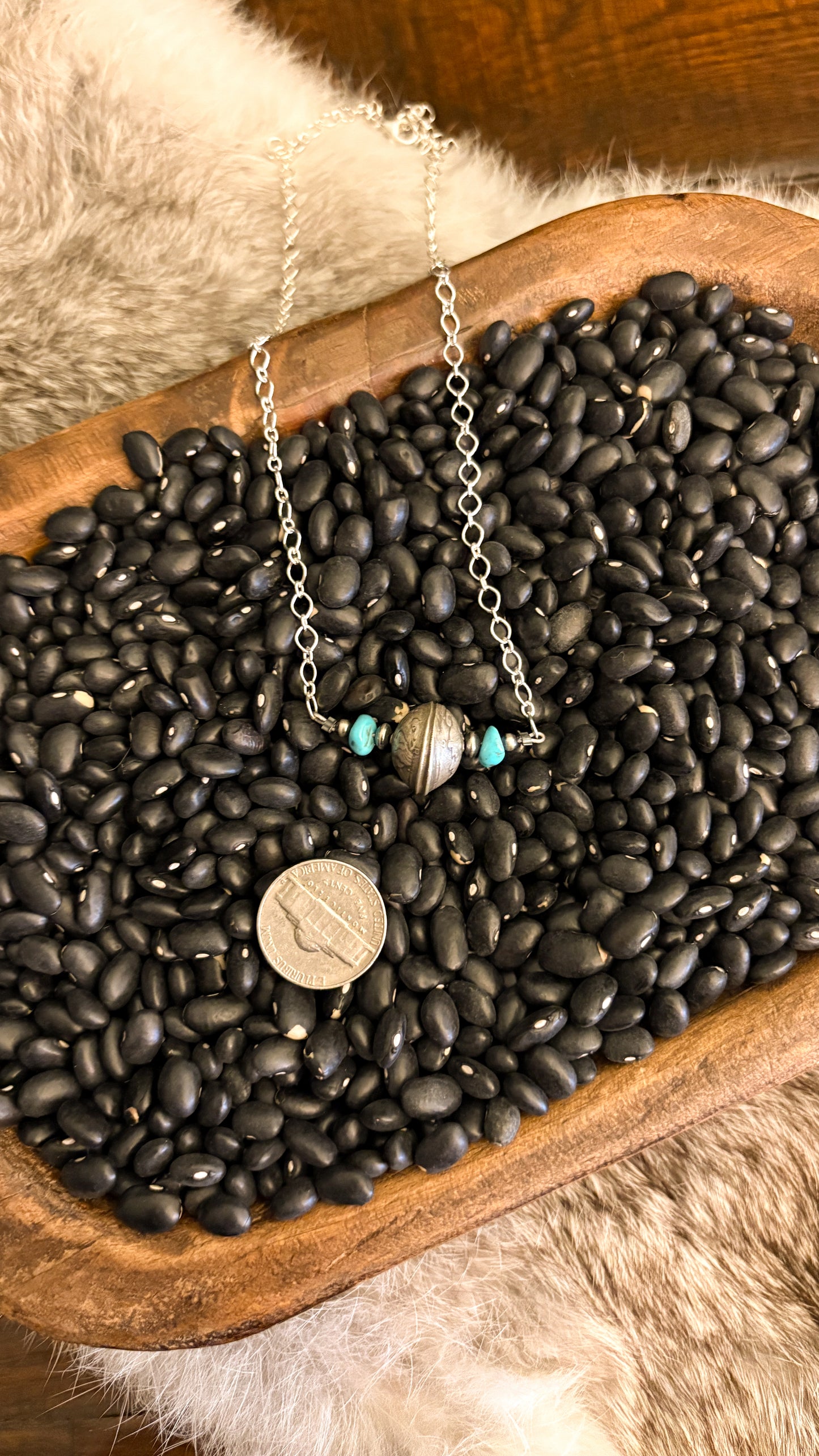 MERCURY DIME & PEARL CHAIN NECKLACE