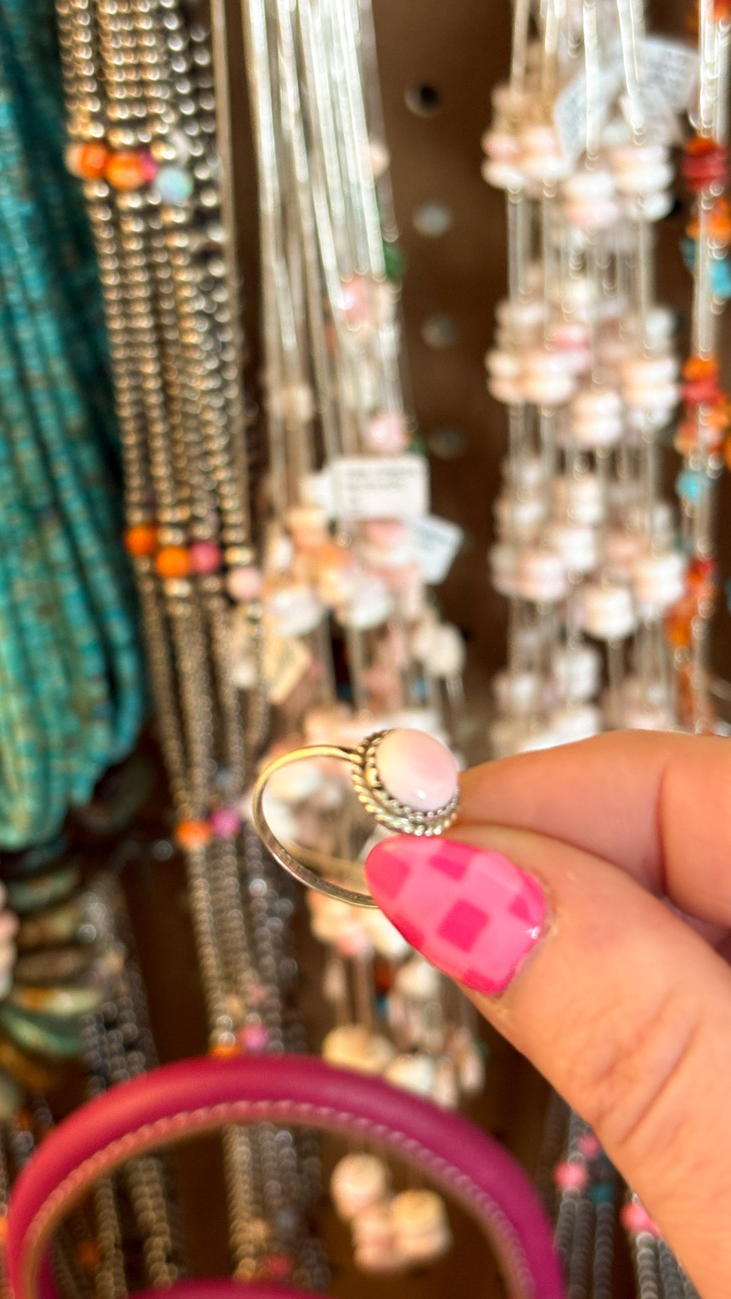 PINK CONCH SINGLE STONE RING BY ESTHER WHITE