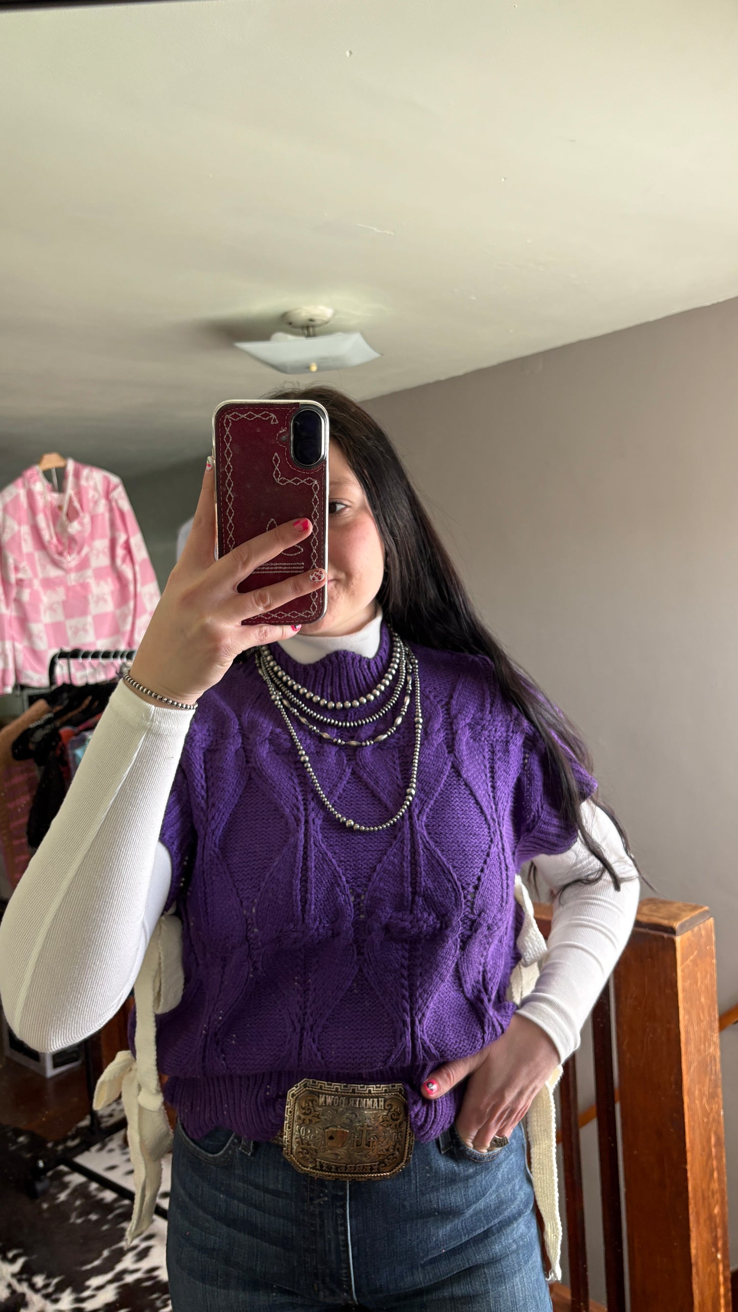 DOUBLE TIE MOCK NECK SWEATER VEST