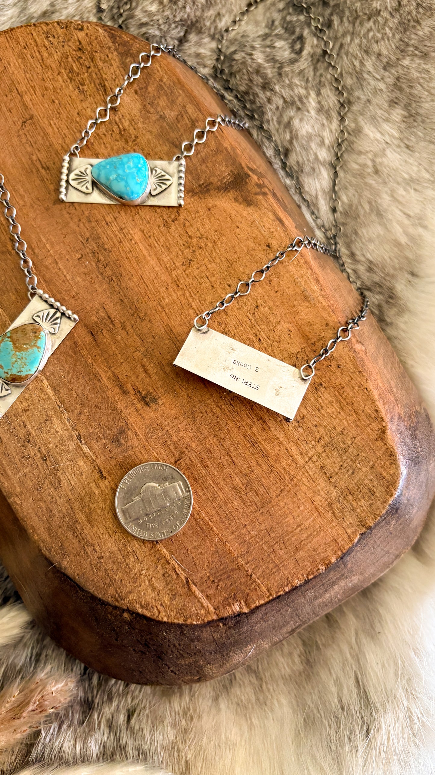 STAMPED TURQUOISE BAR NECKLACE