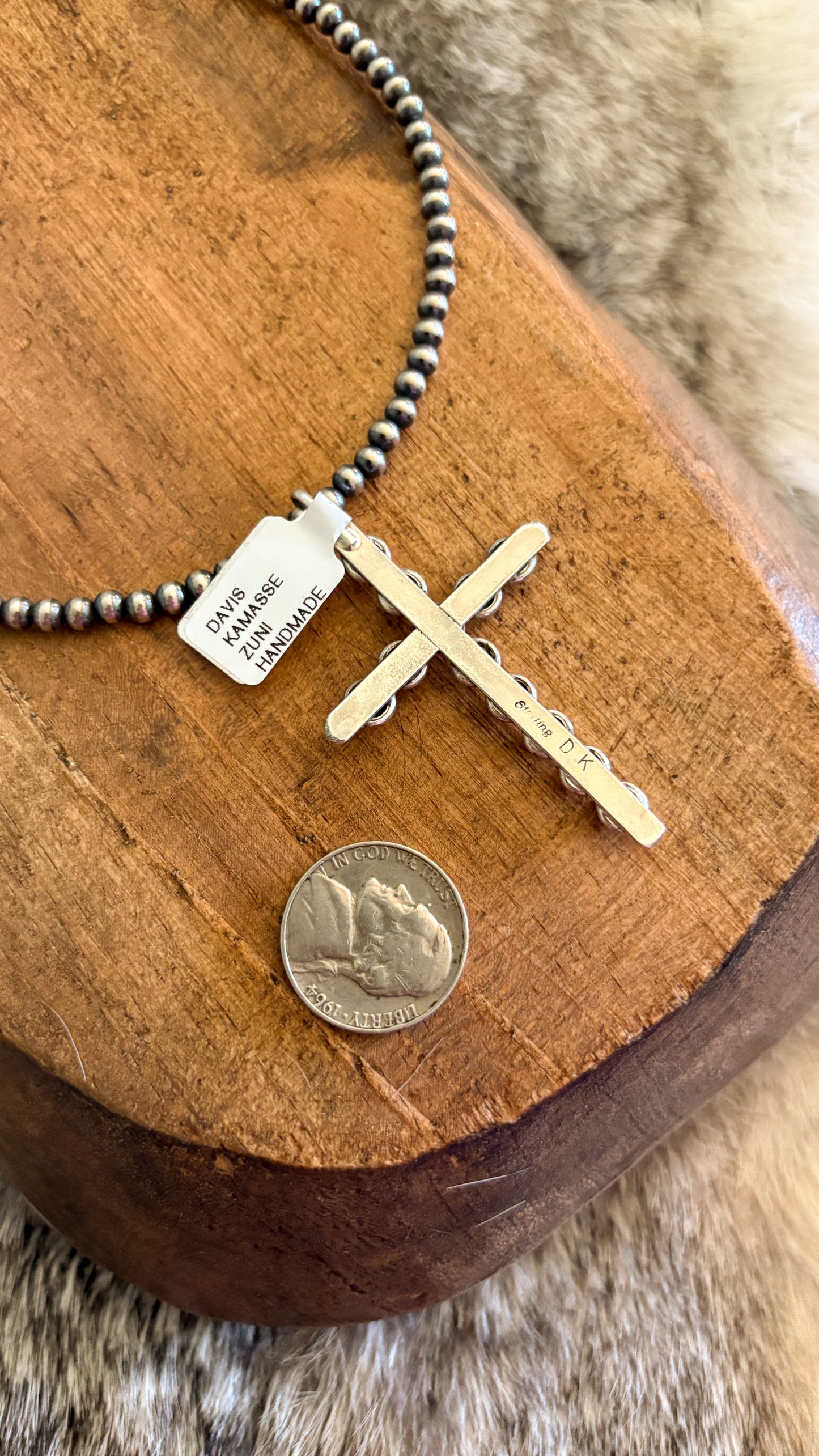 TURQUOISE CROSS PENDANT BY DAVIS KAMASSE