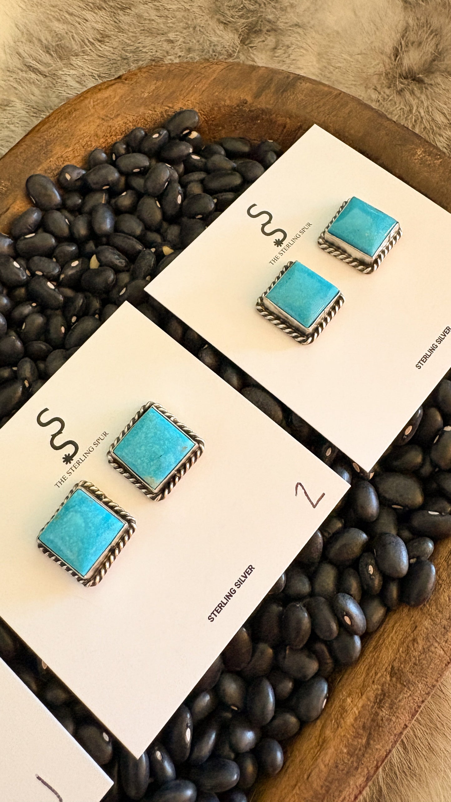 SQUARE KINGMAN TURQUOISE POST EARRINGS BY JUDITH DIXON