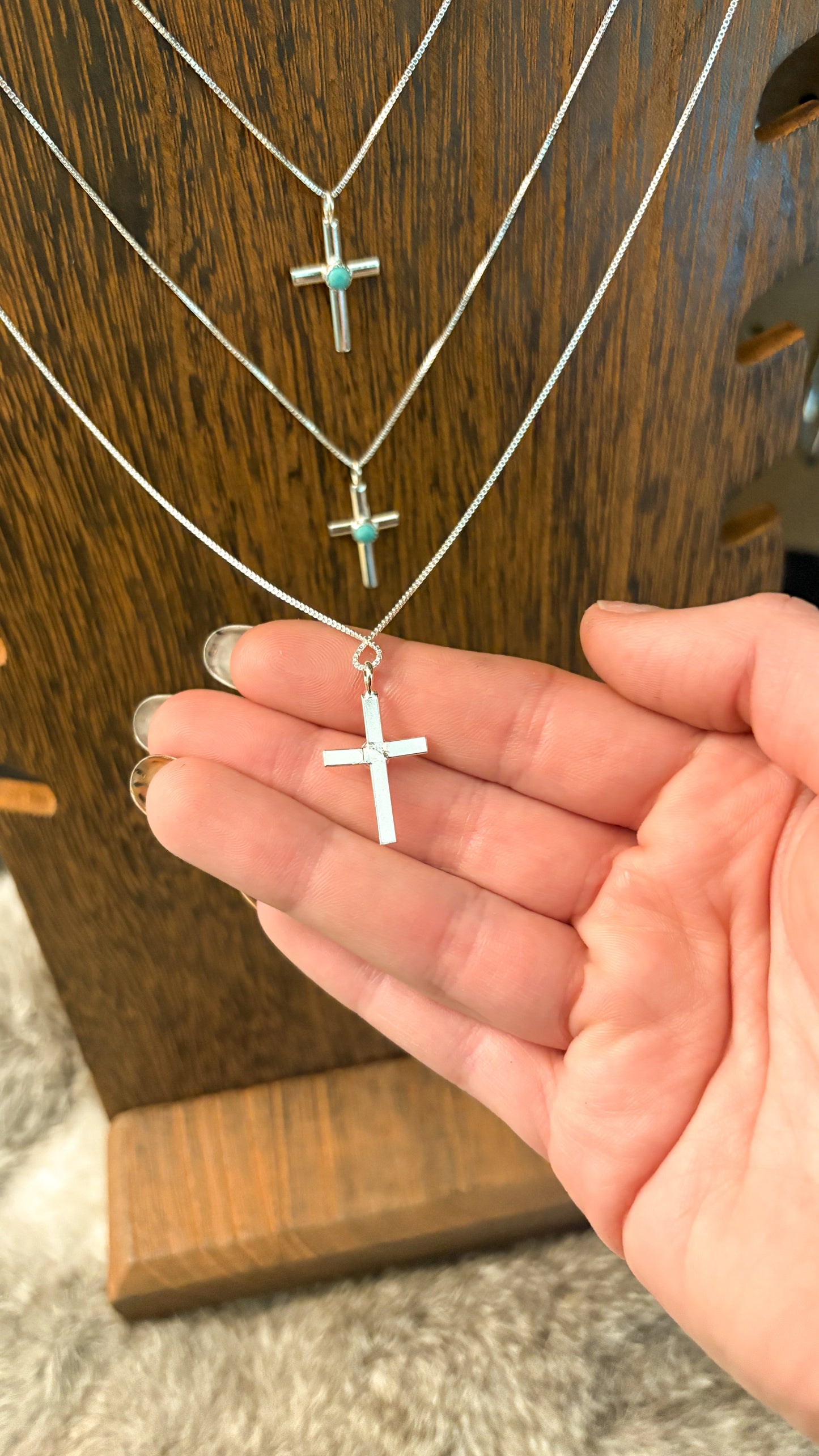 SINGLE STONE TURQUOISE CROSS NECKLACE