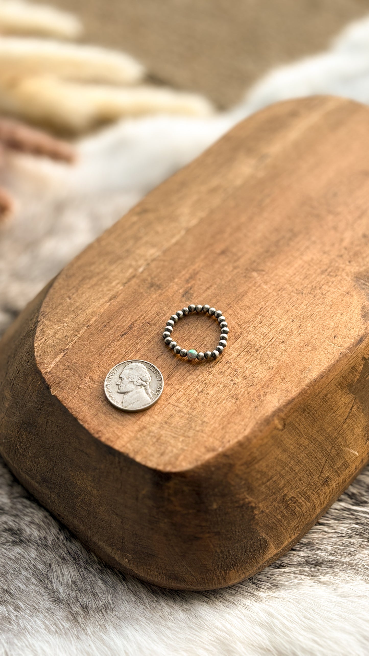 OPAL PEARL RING - DARK BLUE - READY TO SHIP