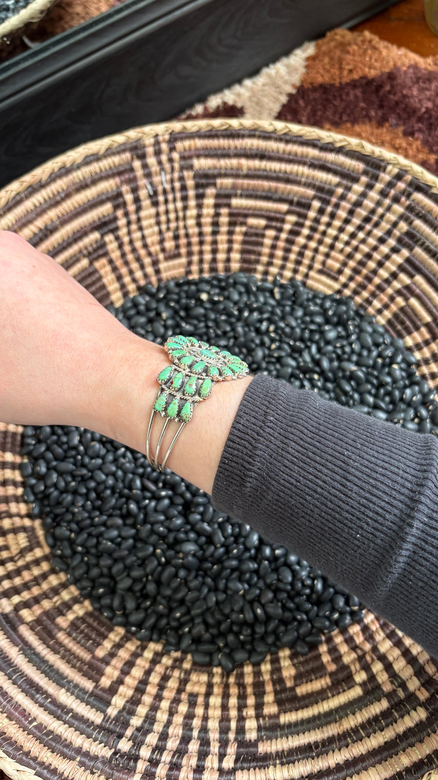 GREEN TURQUOISE CLUSTER CUFF