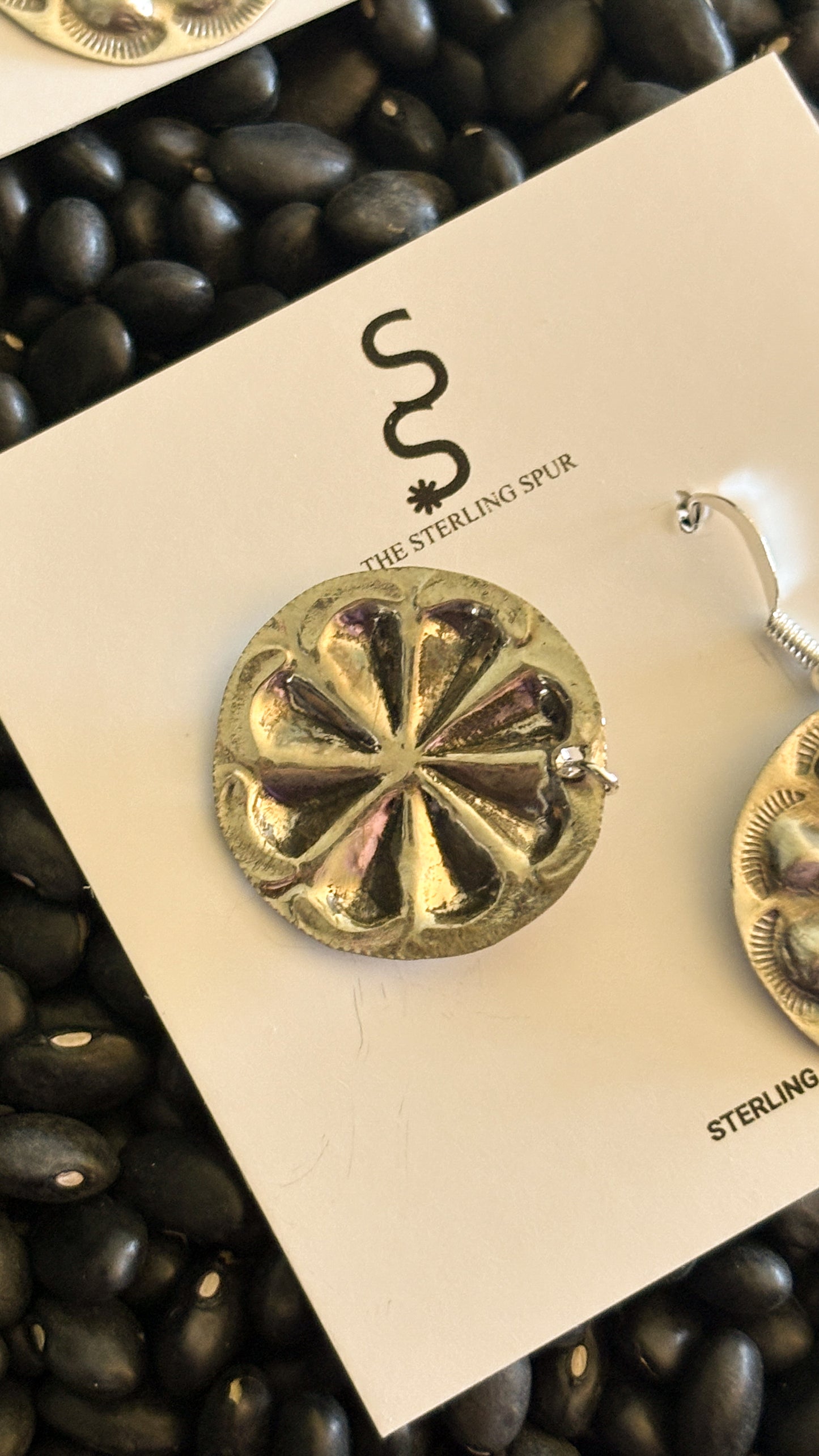 PLAIN FLOWER CONCHO DANGLE EARRINGS BY JOAN BEGAY