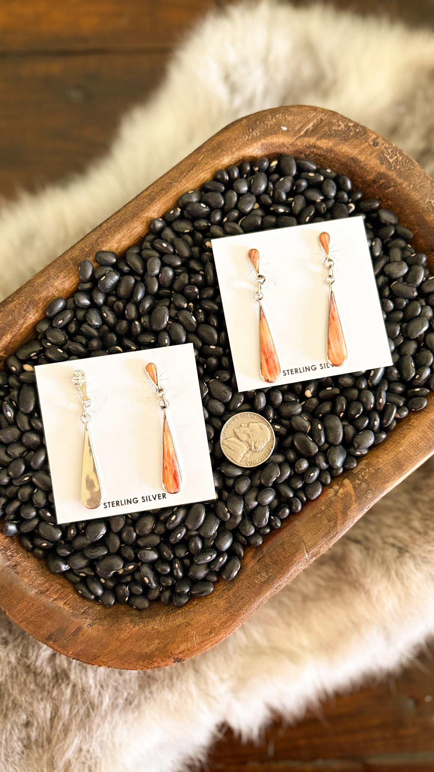 ORANGE SPINY OYSTER DANGLE EARRINGS