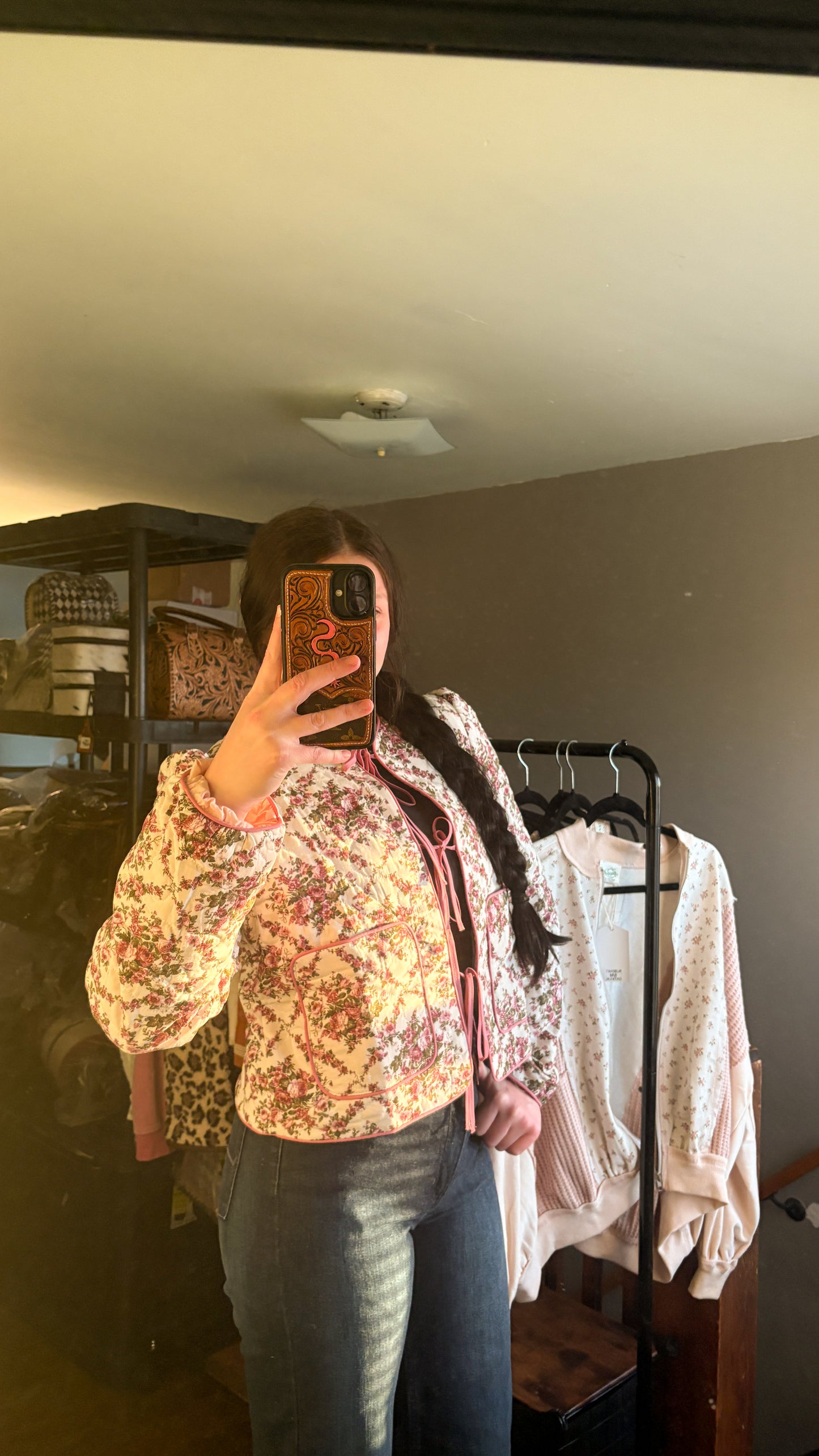 FLORAL QUILTED TIE JACKET