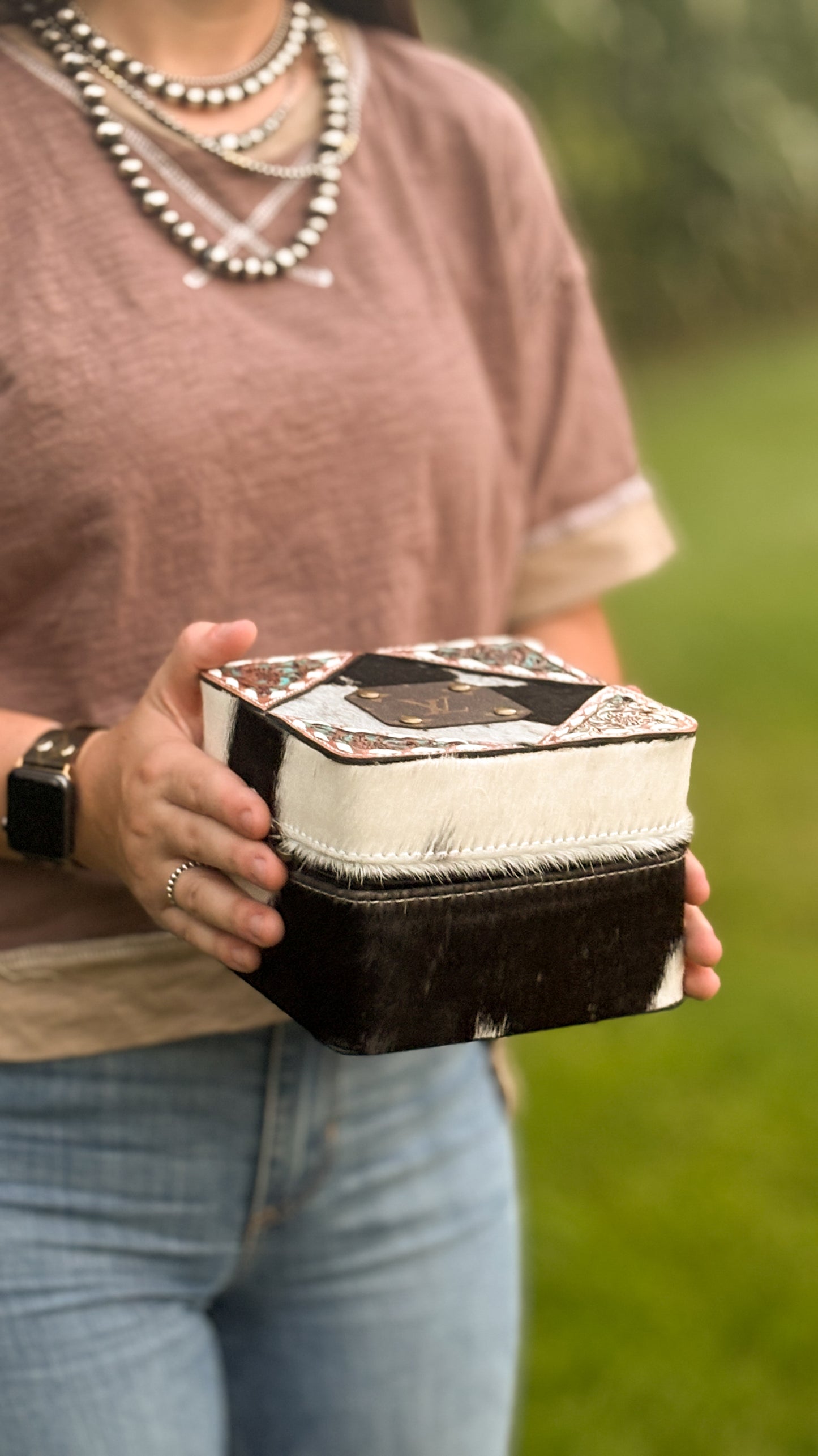 UPCYCLED LV COWHIDE JEWELRY BOX - STYLE 2
