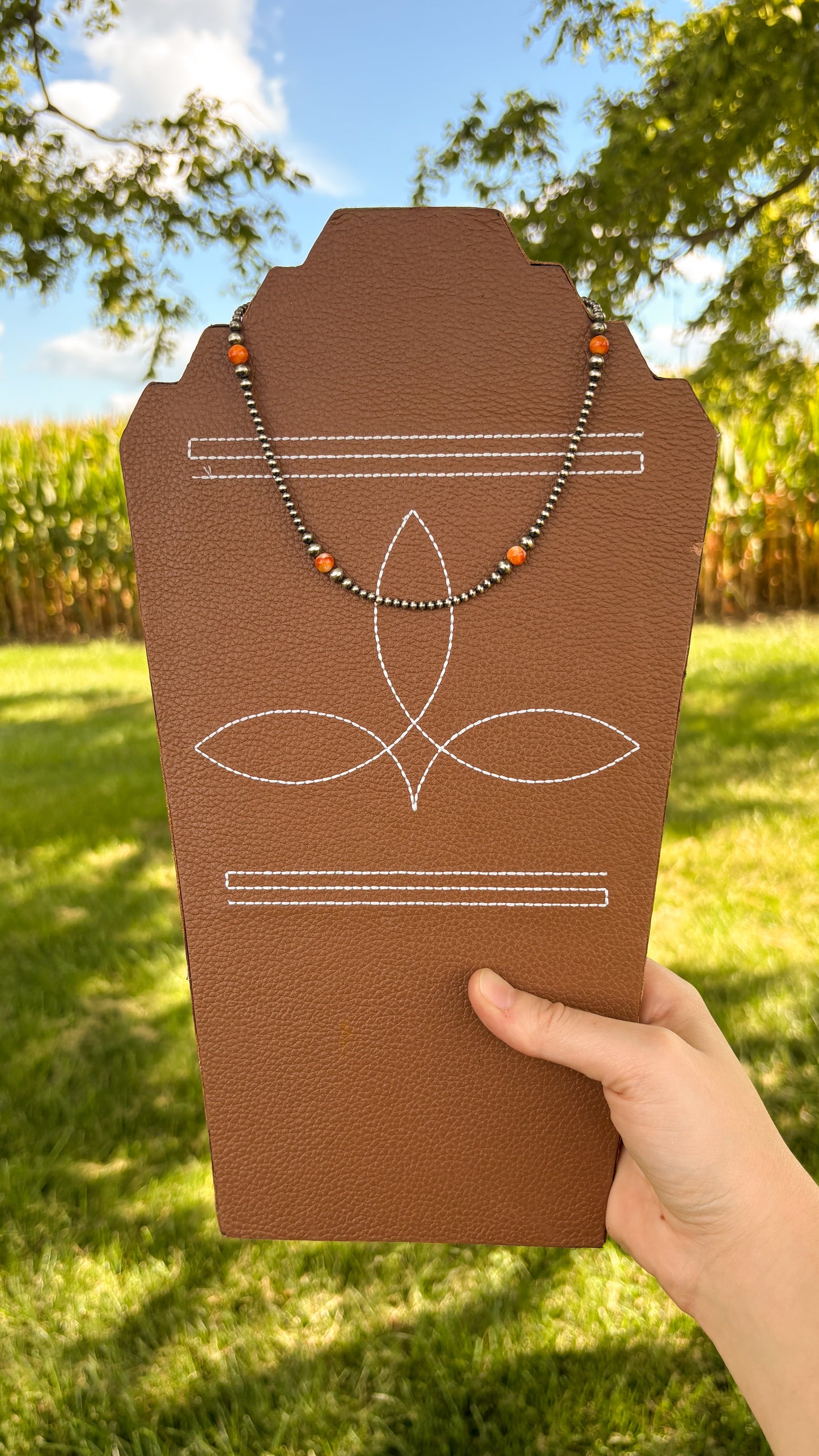 GRADUATED ORANGE SPINY OYSTER PEARL NECKLACE - MADE TO ORDER