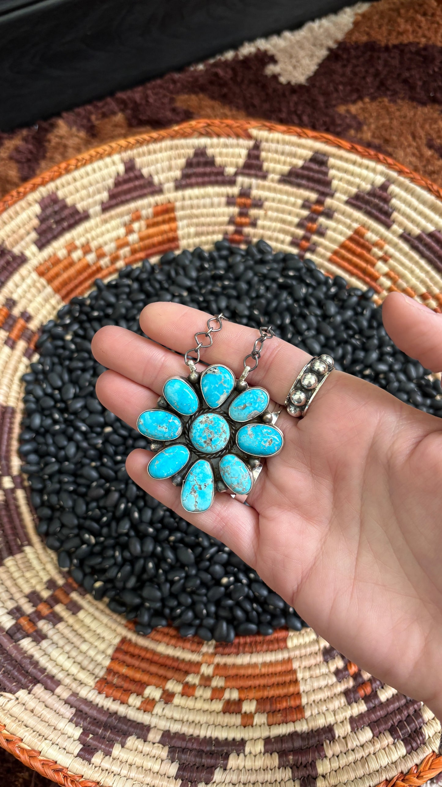 BLUE RIDGE TURQUOISE CLUSTER NECKLACE BY VICKY HICKS - #1