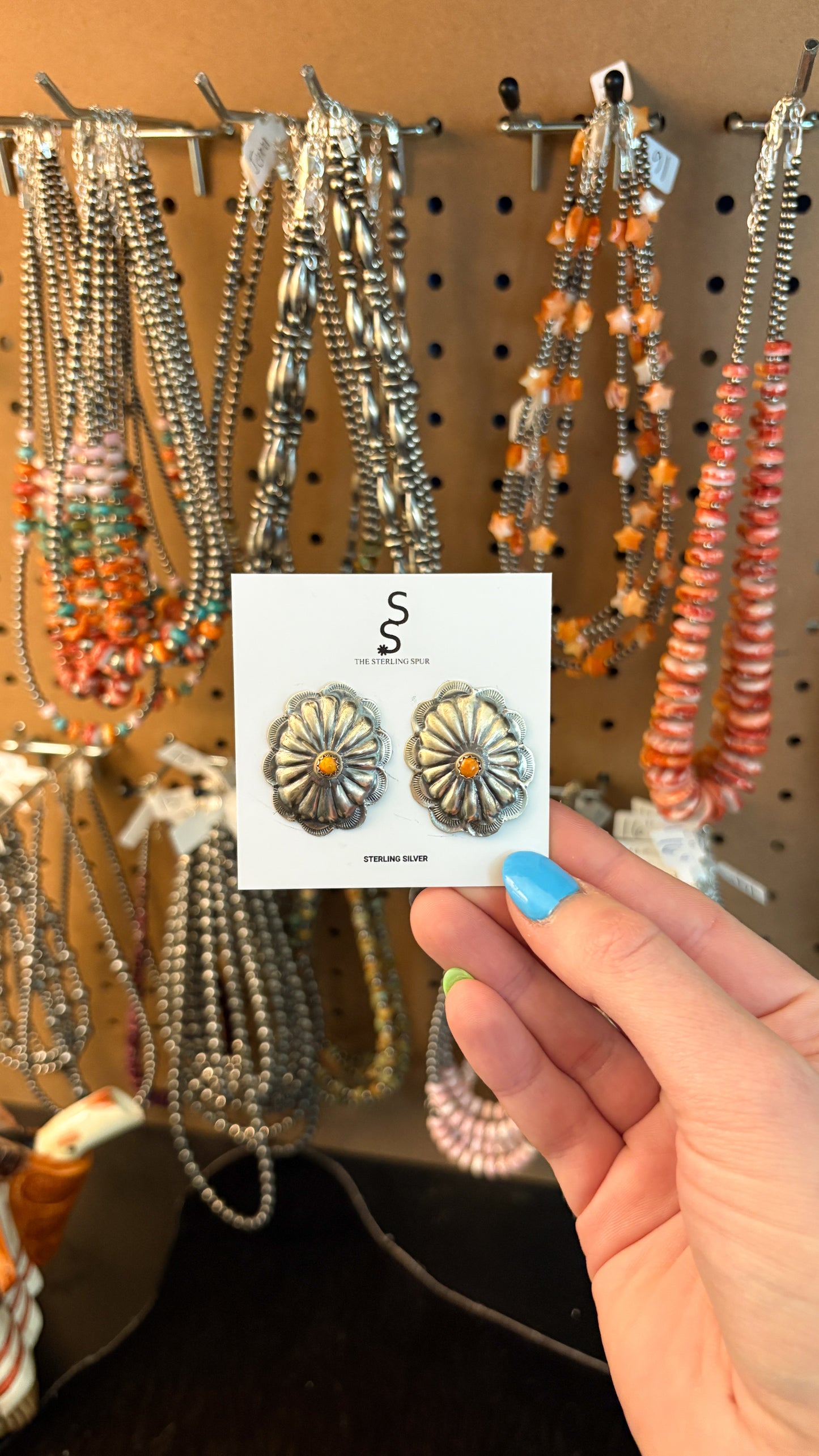 ORANGE SPINY OYSTER CONCHO EARRINGS