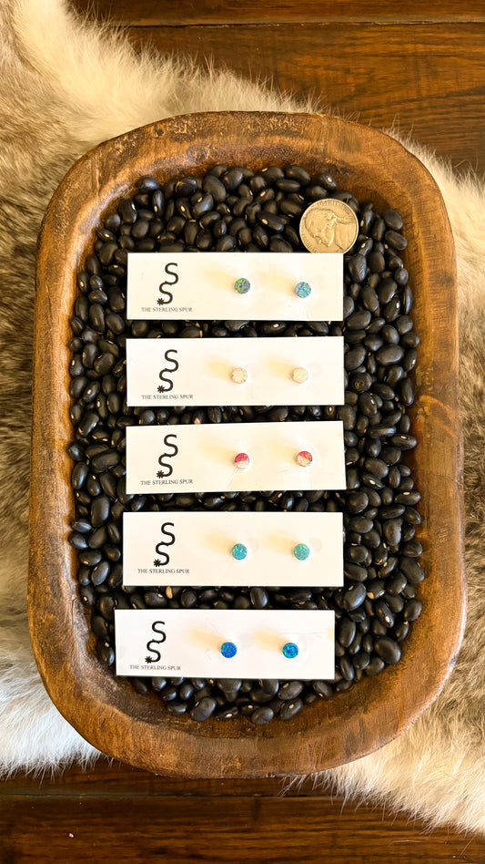 ZUNI 6MM OPAL STUD EARRINGS