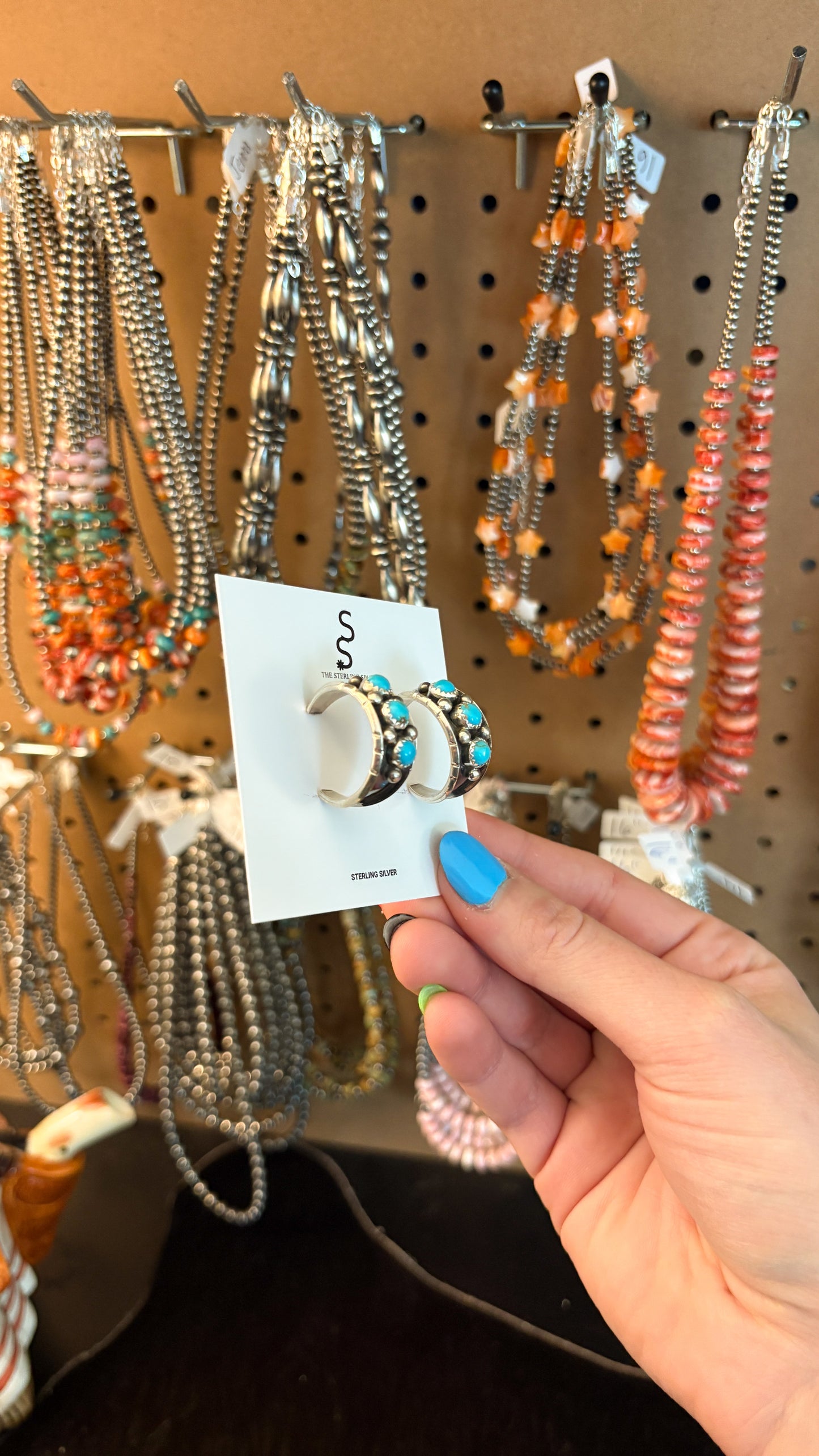 KINGMAN TURQUOISE HOOP EARRINGS BY REED CHARLEY