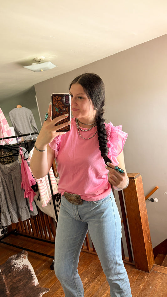 LIGHT PINK RUFFLE TOP