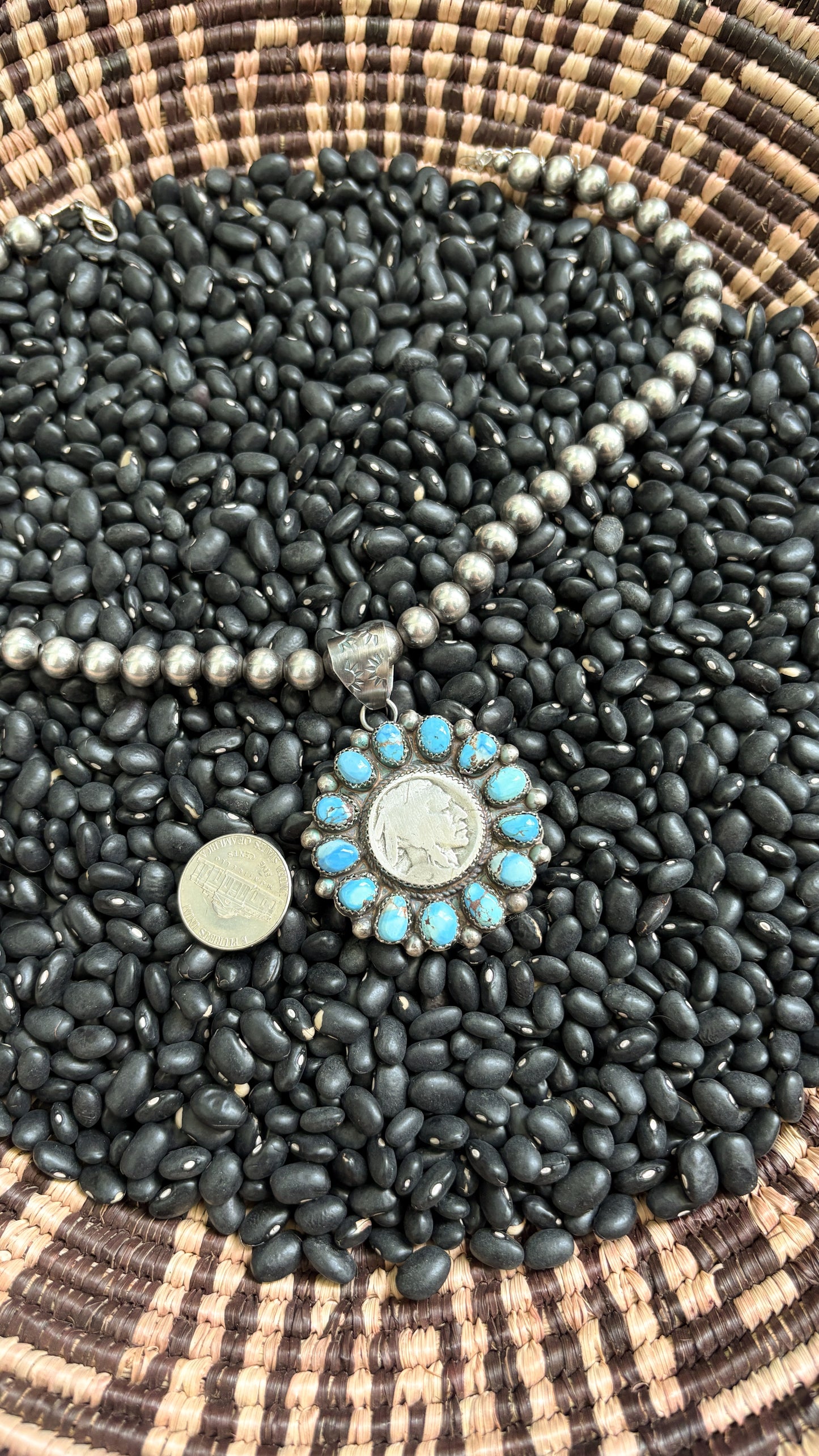 GOLDEN HILLS TURQUOISE BUFFALO NICKEL PENDANT