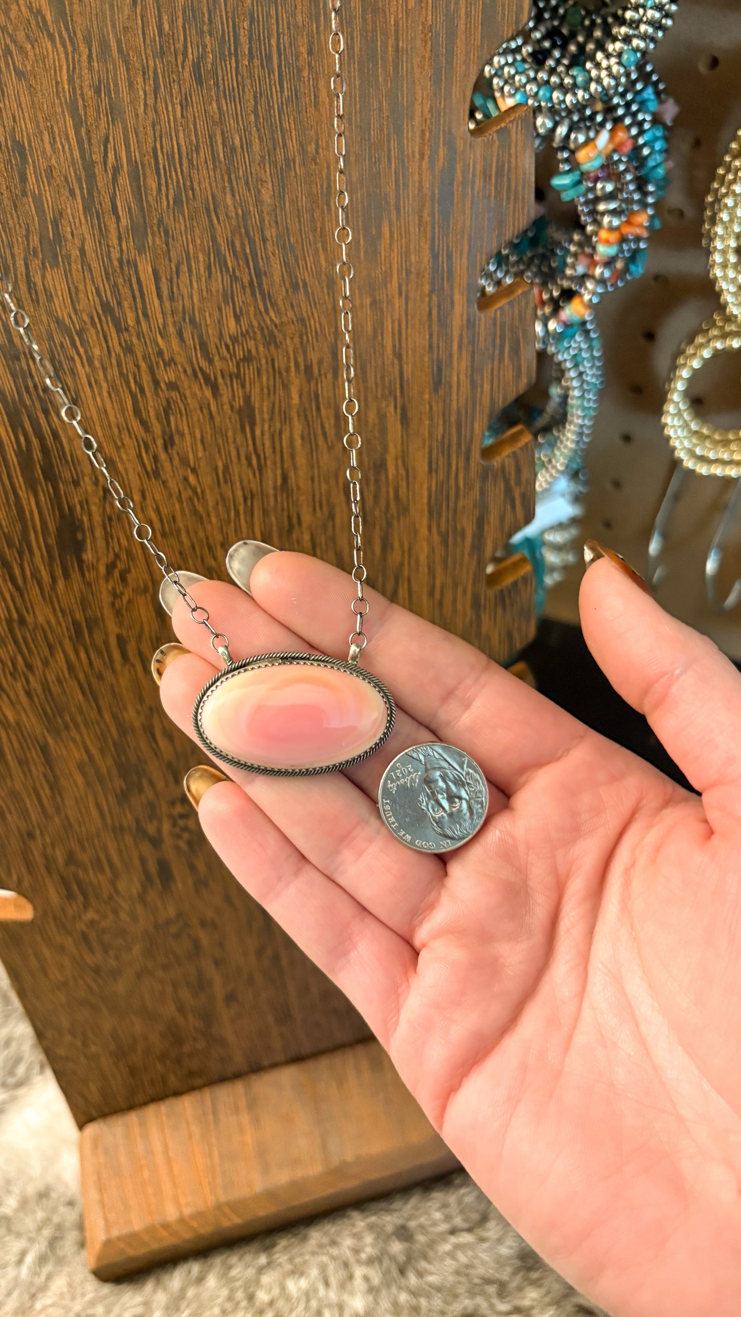 OVAL PINK CONCH NECKLACE BY TIA LONG