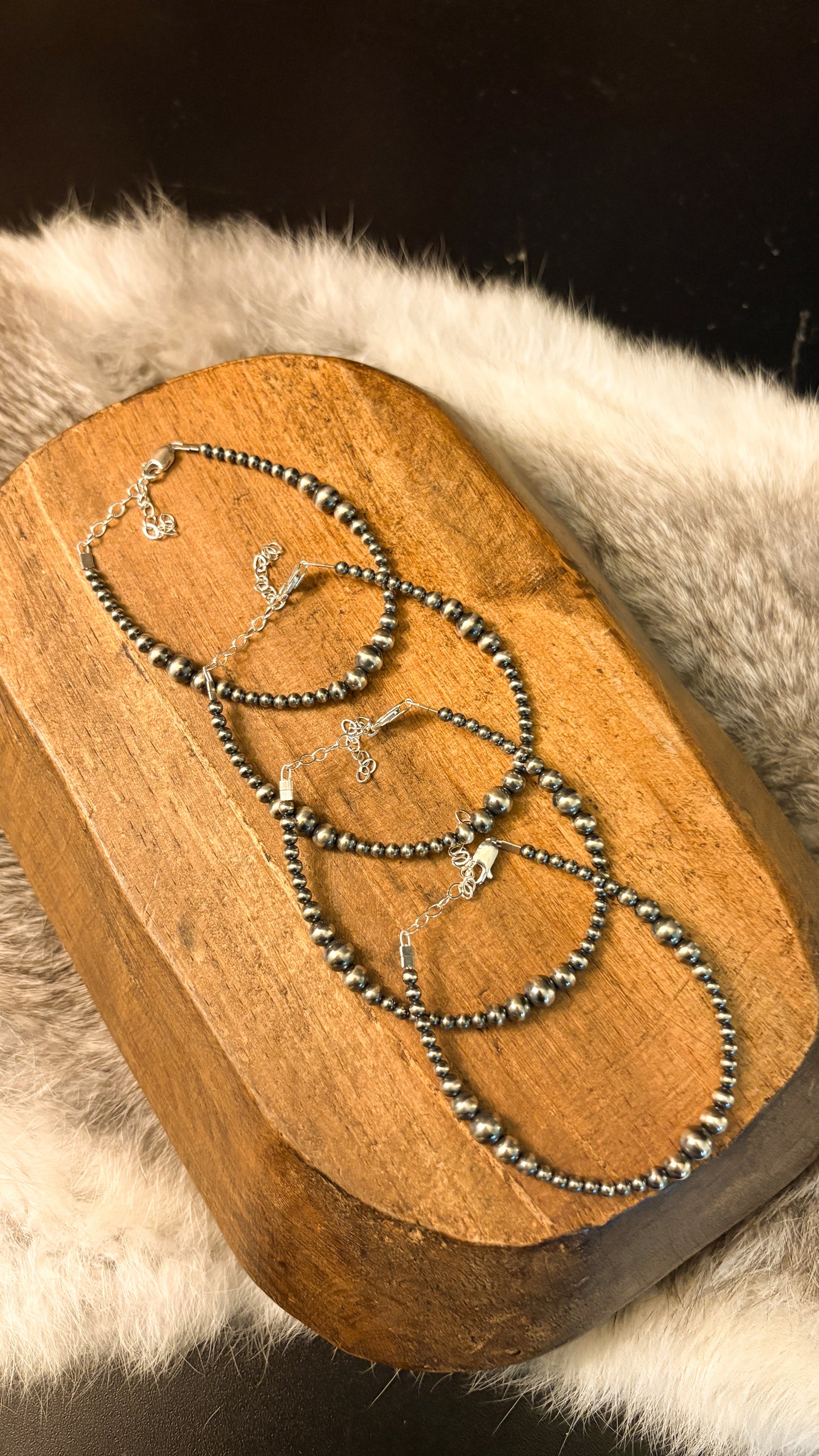 3-6MM GRADUATED STERLING SILVER PEARL BRACELET - PLAIN