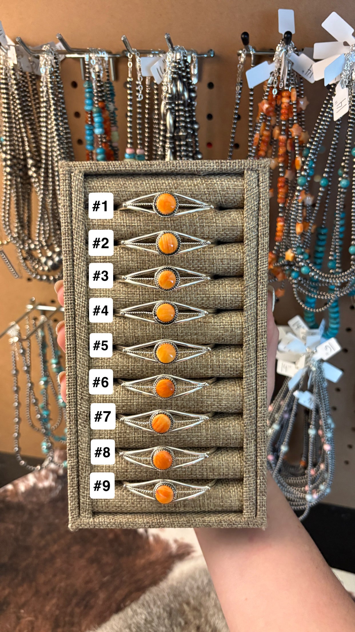 SINGLE STONE ORANGE SPINY OYSTER CUFF BY ESTHER WHITE