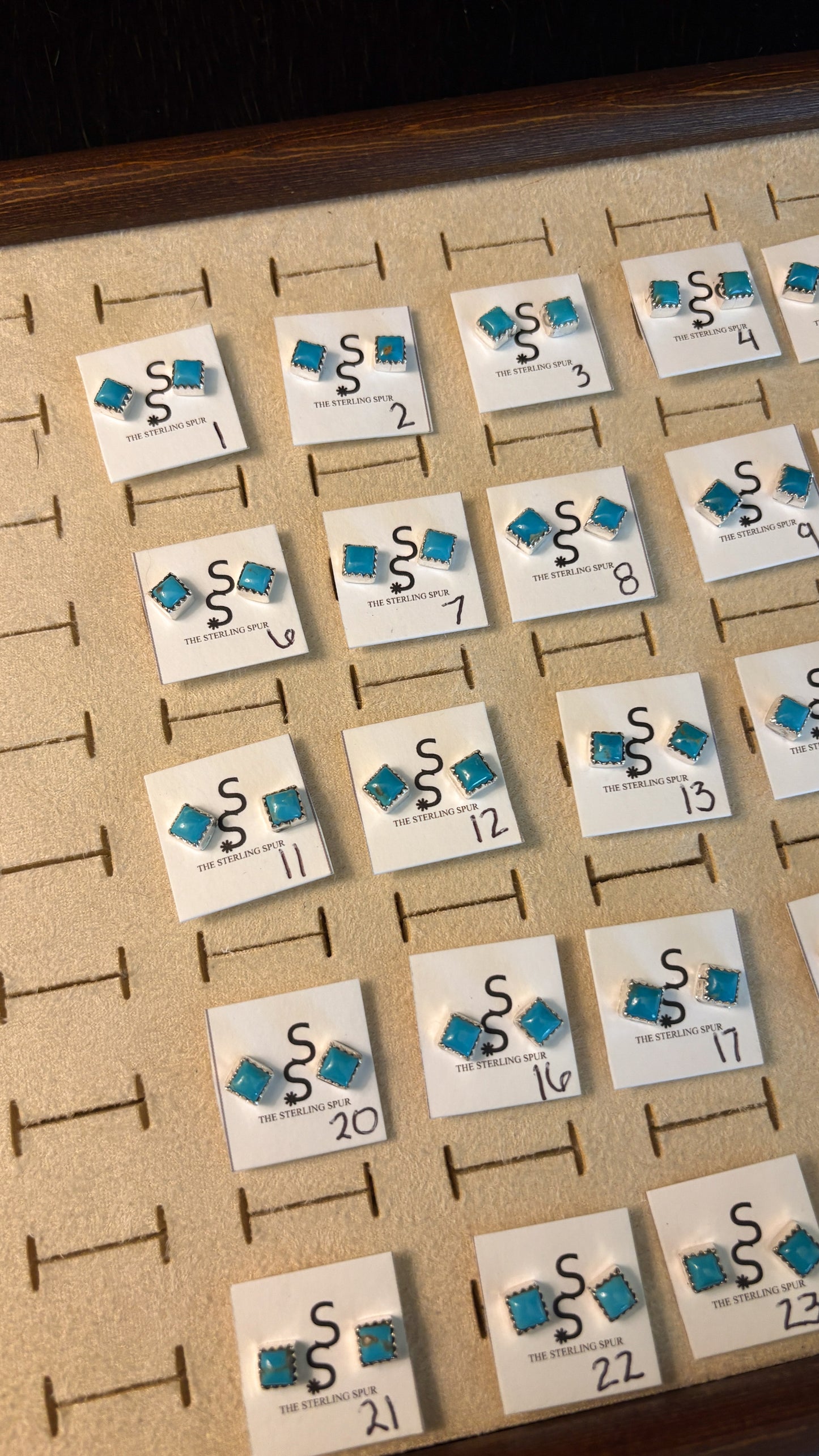 KINGMAN TURQUOISE SQUARE STUD EARRINGS