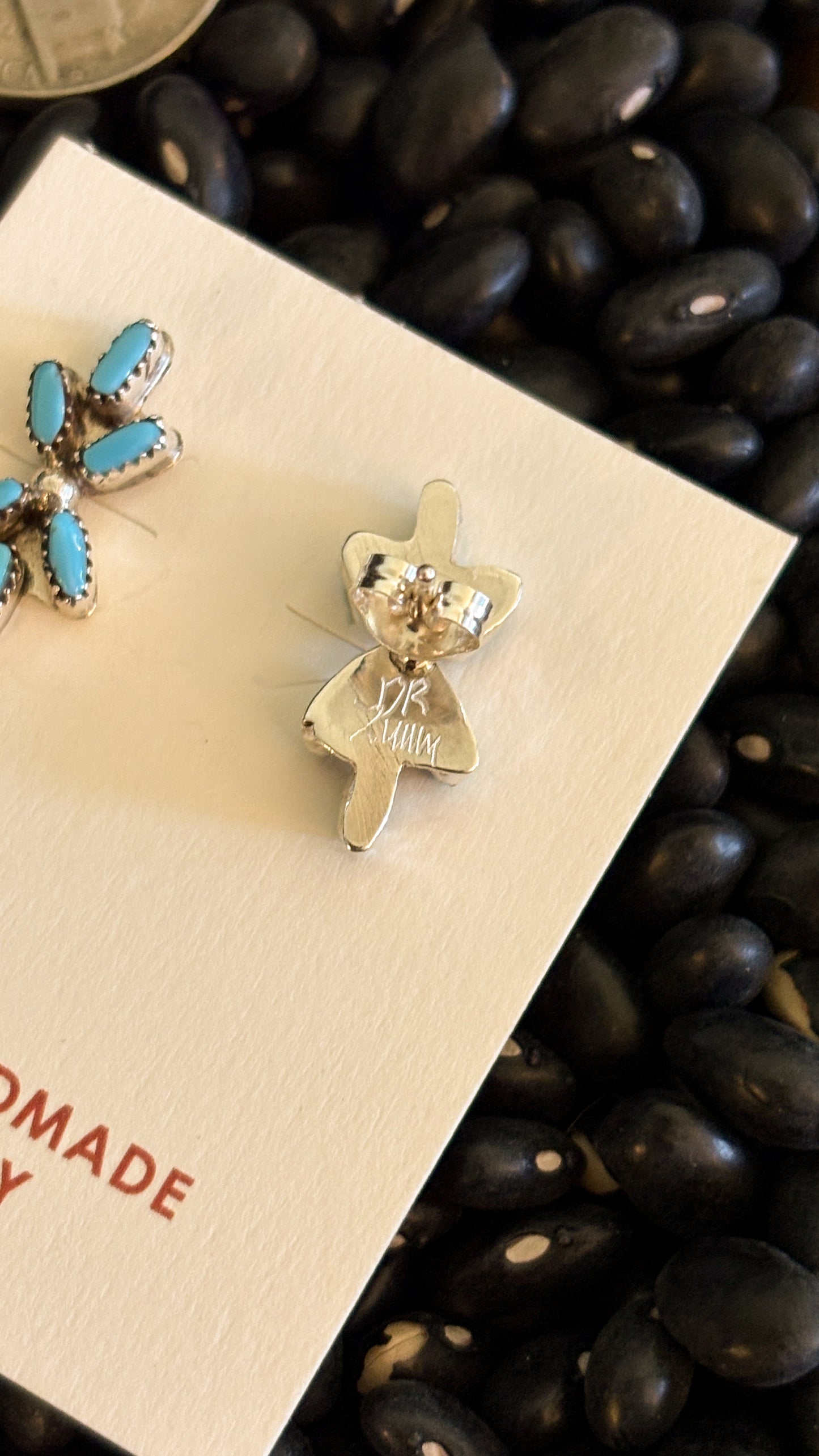 ZUNI TURQUOISE FLOWER STUD EARRINGS