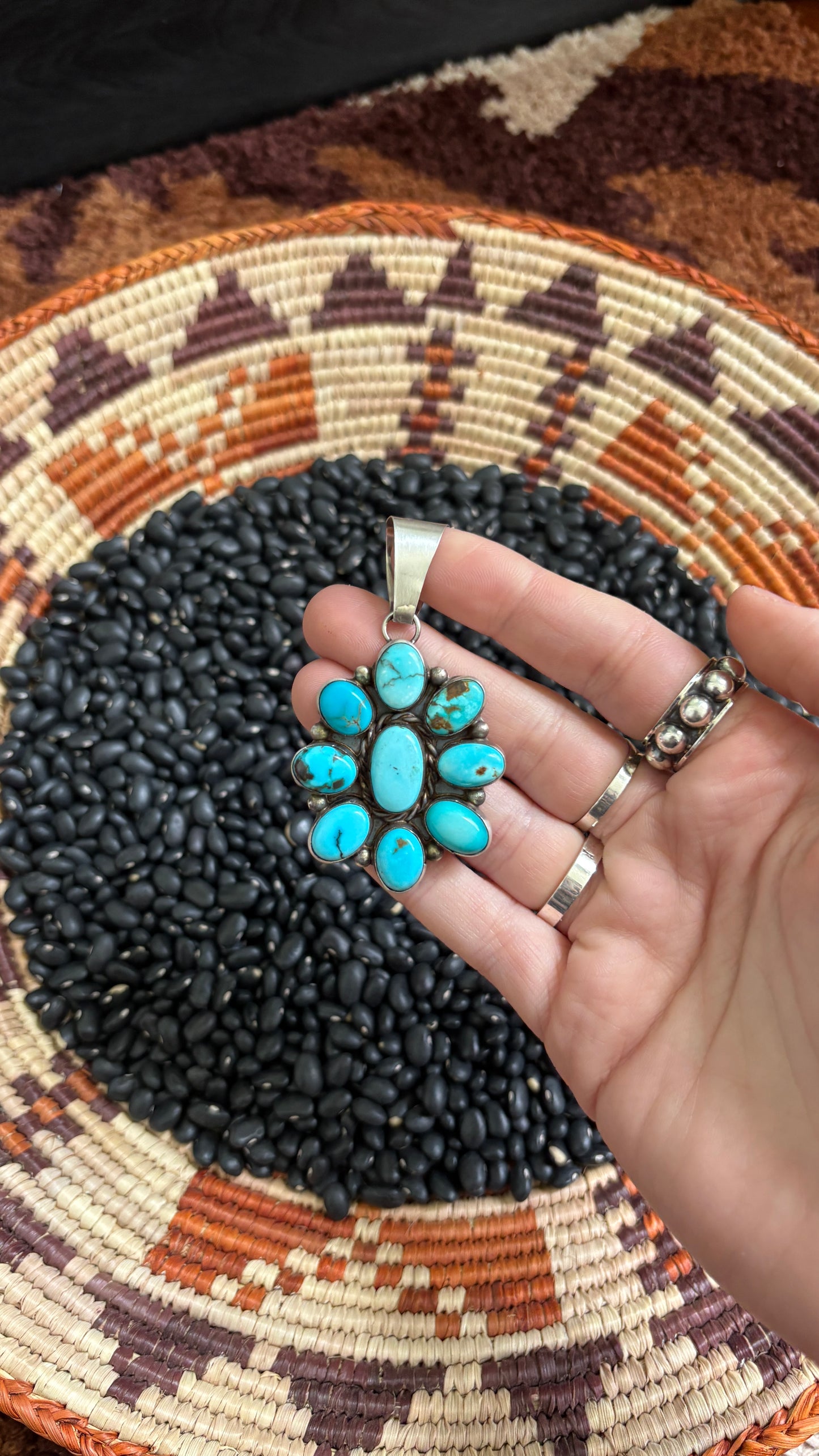 KINGMAN TURQUOISE CLUSTER PENDANT BY WILSON DAWES - #3