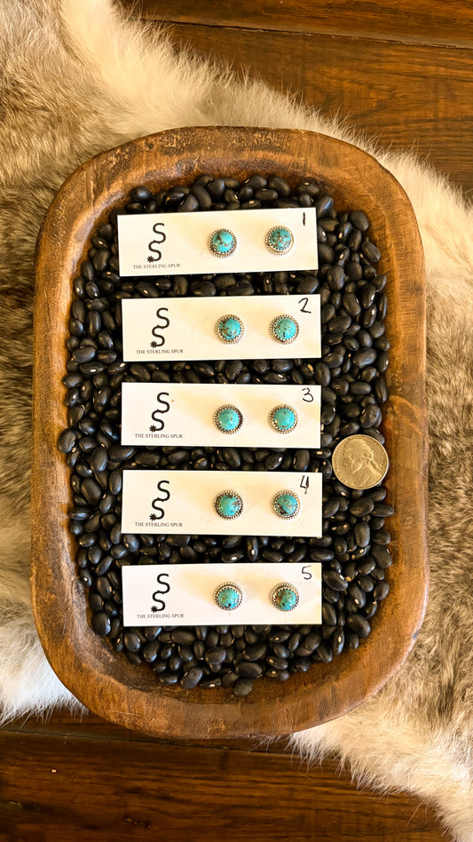 10MM KINGMAN TURQUOISE STUD EARRINGS BY ESTHER WHITE