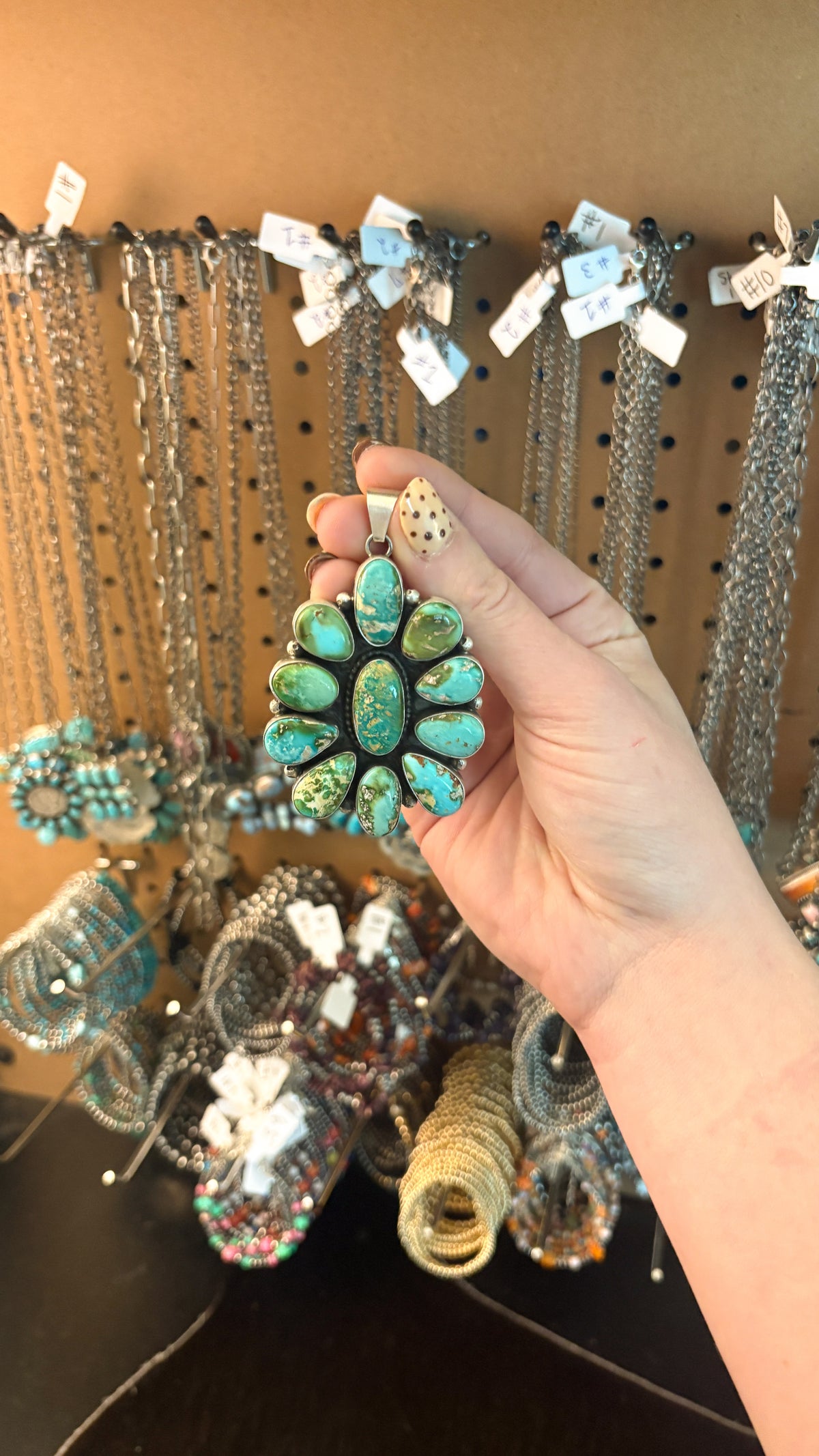 XL SONORAN GOLD TURQUOISE CLUSTER PENDANT BY ELI SKEETS