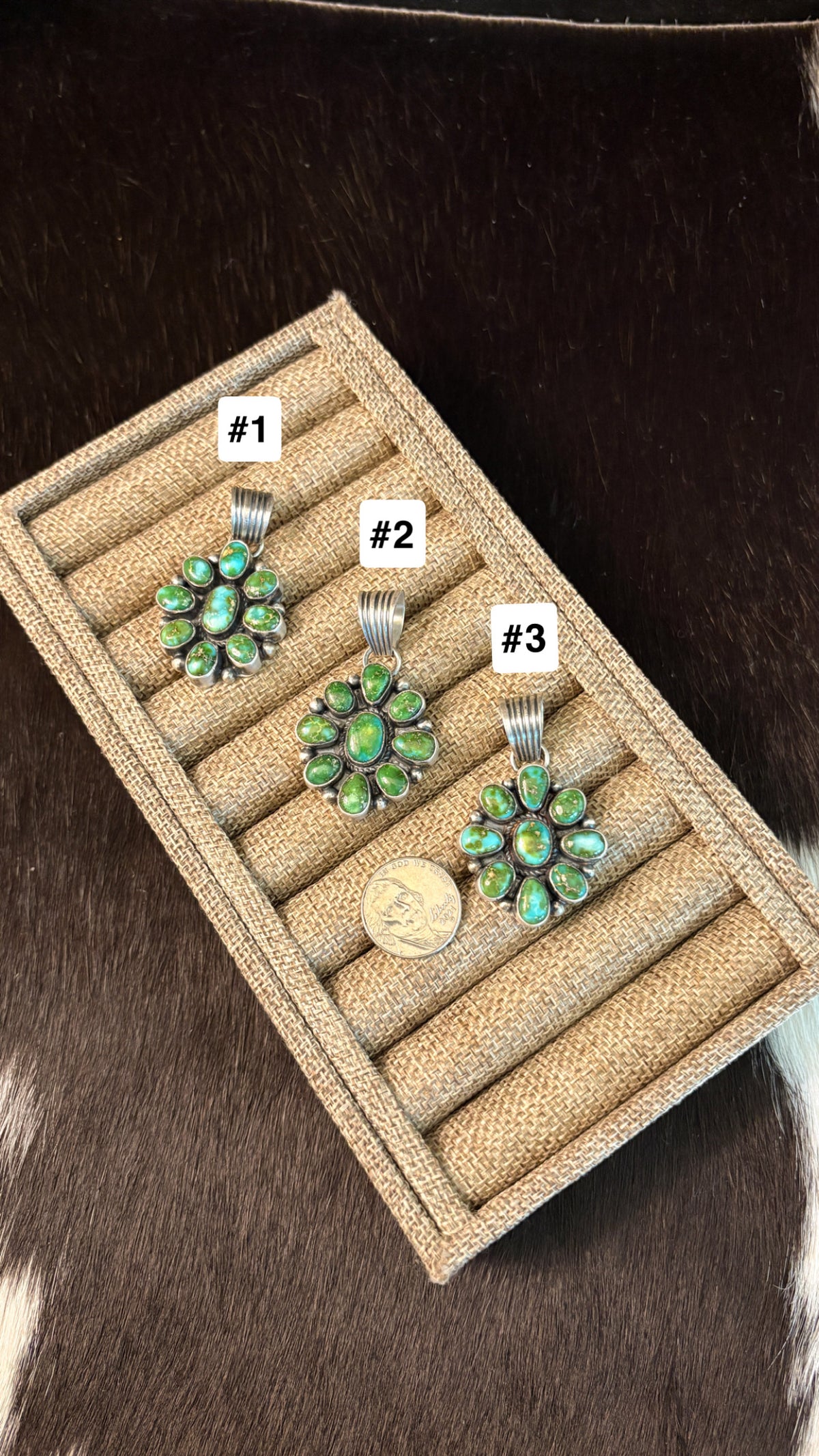 SONORAN GOLD TURQUOISE CLUSTER PENDANT BY SHIRLEY HENRY
