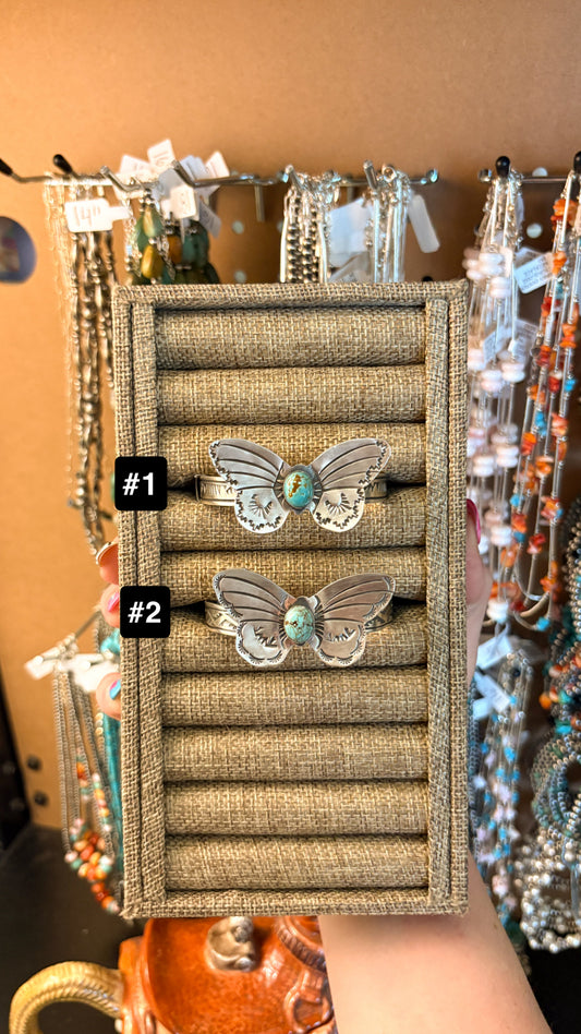NUMBER 8 TURQUOISE BUTTERFLY CUFF BY RICK ENRIQUEZ