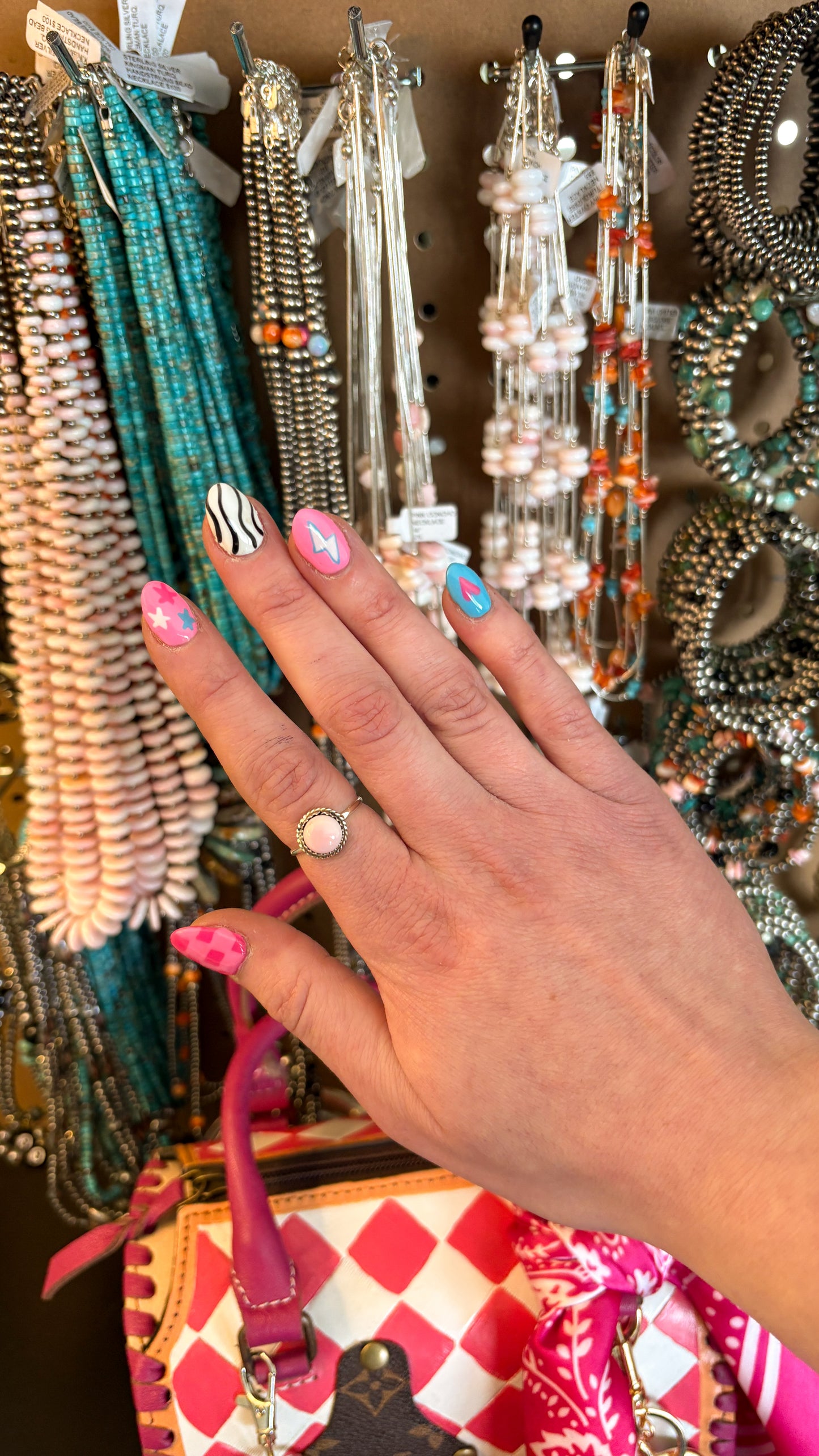 PINK CONCH SINGLE STONE RING BY ESTHER WHITE