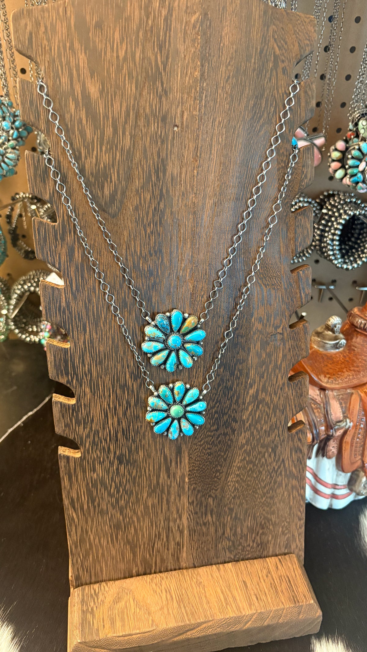 ROUND TURQUOISE CLUSTER NECKLACE BY EFFIE GARFIELD