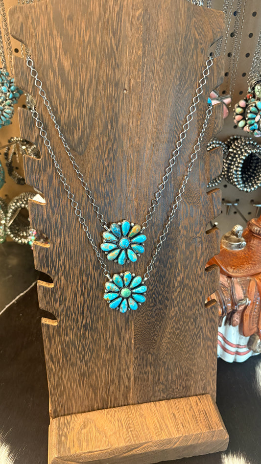 ROUND TURQUOISE CLUSTER NECKLACE BY EFFIE GARFIELD
