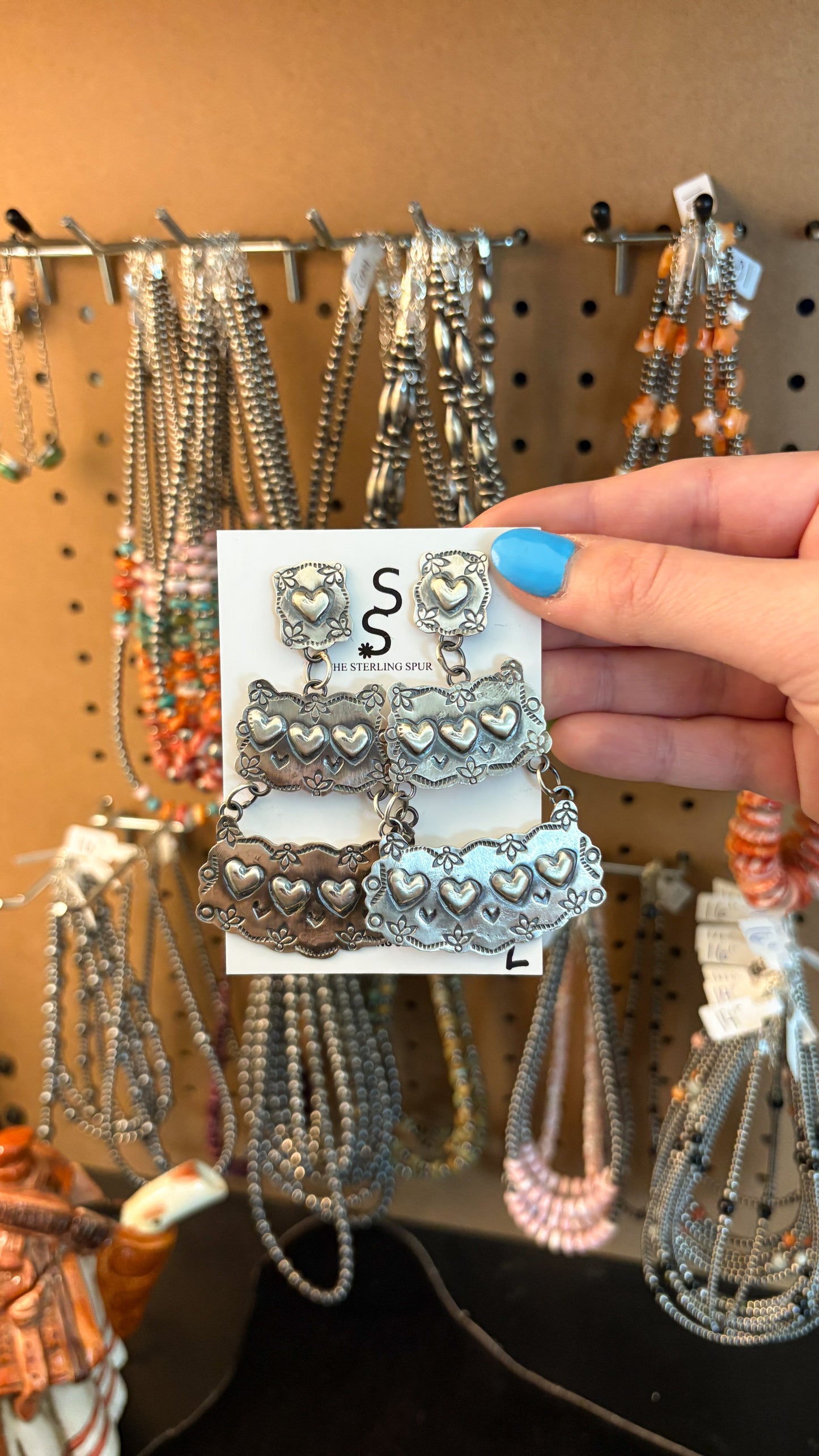 CHANDELIER STYLE HEART CONCHO DANGLE EARRINGS BY GABRIELE YAZZIE