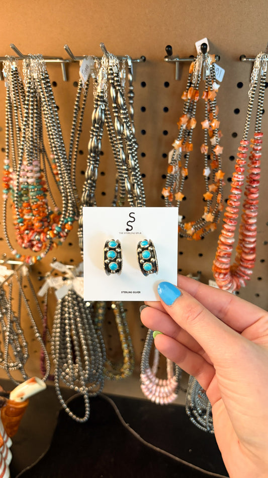 KINGMAN TURQUOISE HOOP EARRINGS BY REED CHARLEY