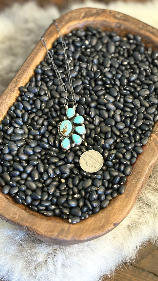 TURQUOISE HALF CLUSTER NECKLACE