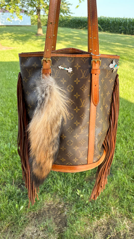AMERICAN GREY FOX TAIL KEYCHAIN
