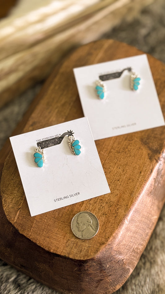 HALF TURQUOISE BUTTERFLY STUDS