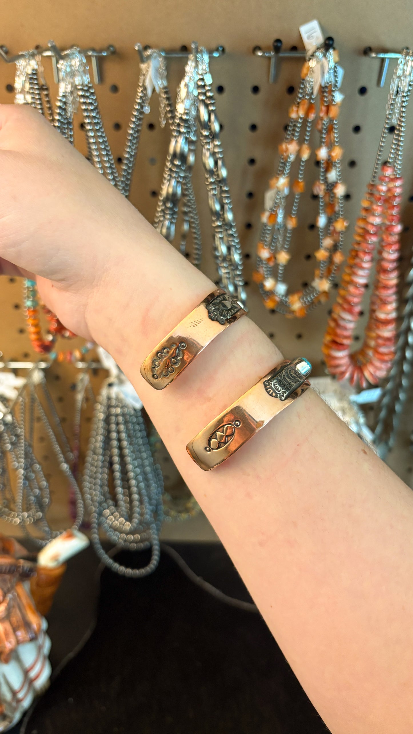 COPPER & STERLING CUFF W KINGMAN TURQUOISE STONE